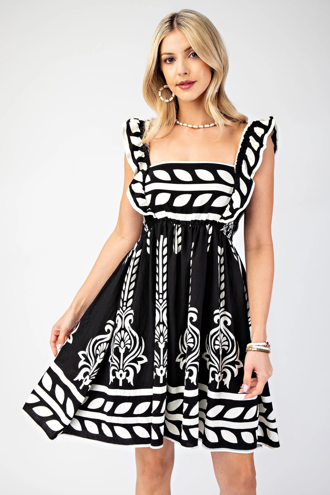 Black and White Patterned Dress