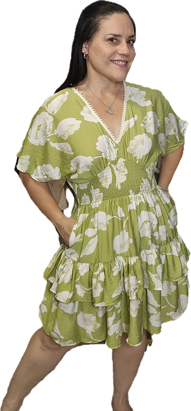 Green Floral Summer Dress