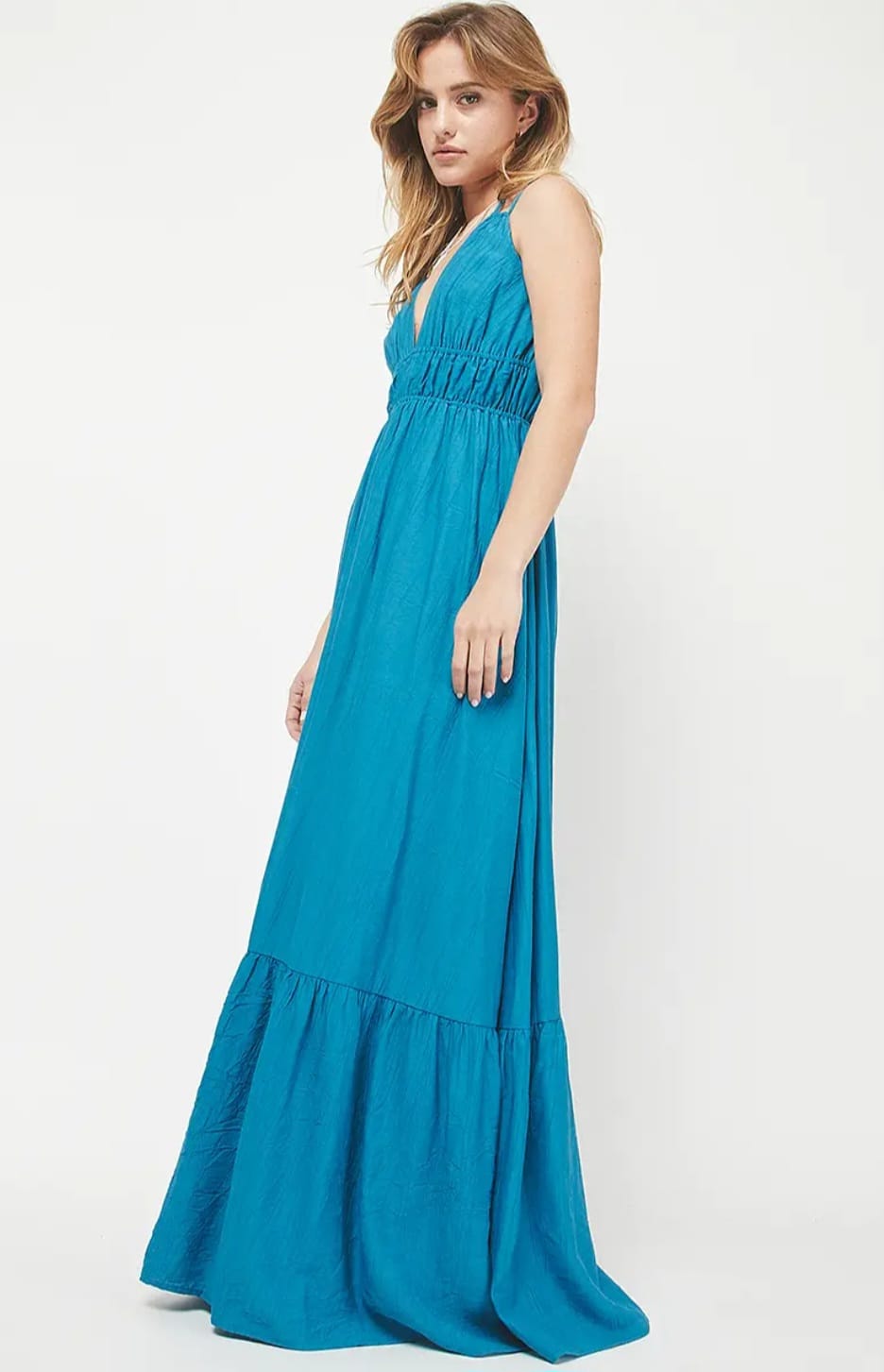 Blue Halter Maxi Dress
