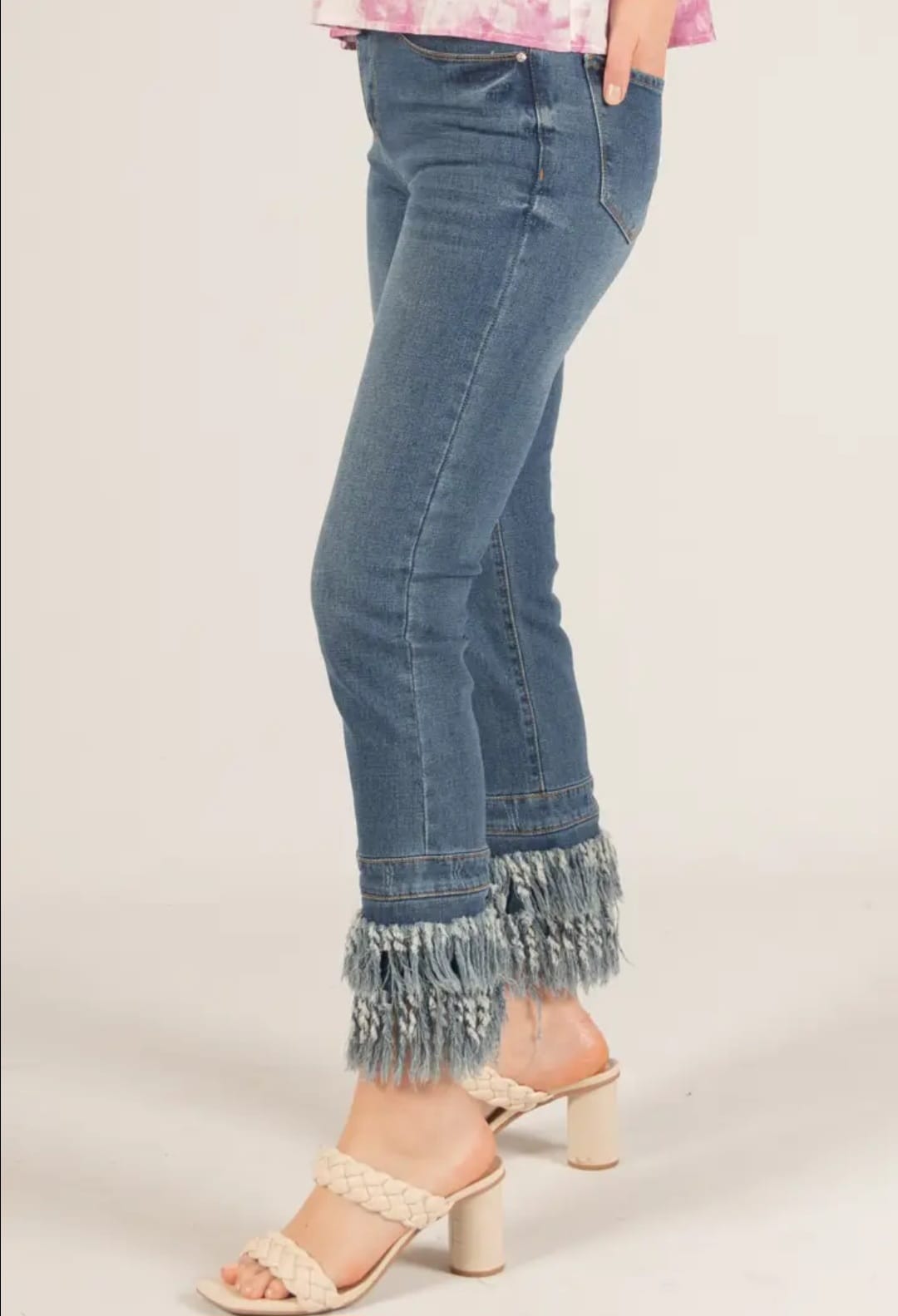 Women's Fringe Hem Denim Jeans