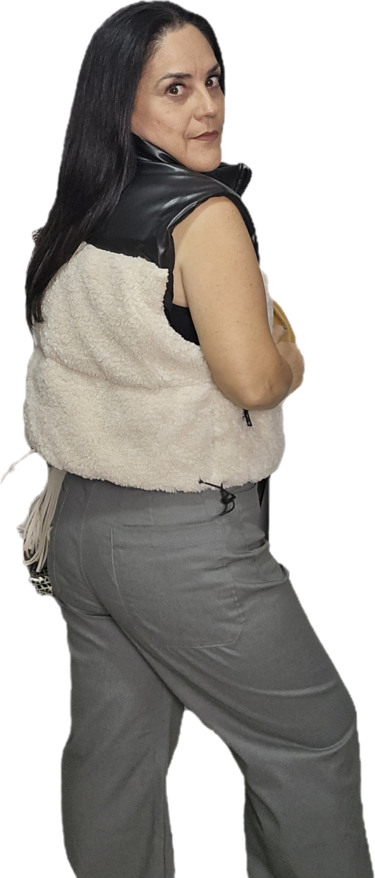 Contrast Shearling and Leather Vest