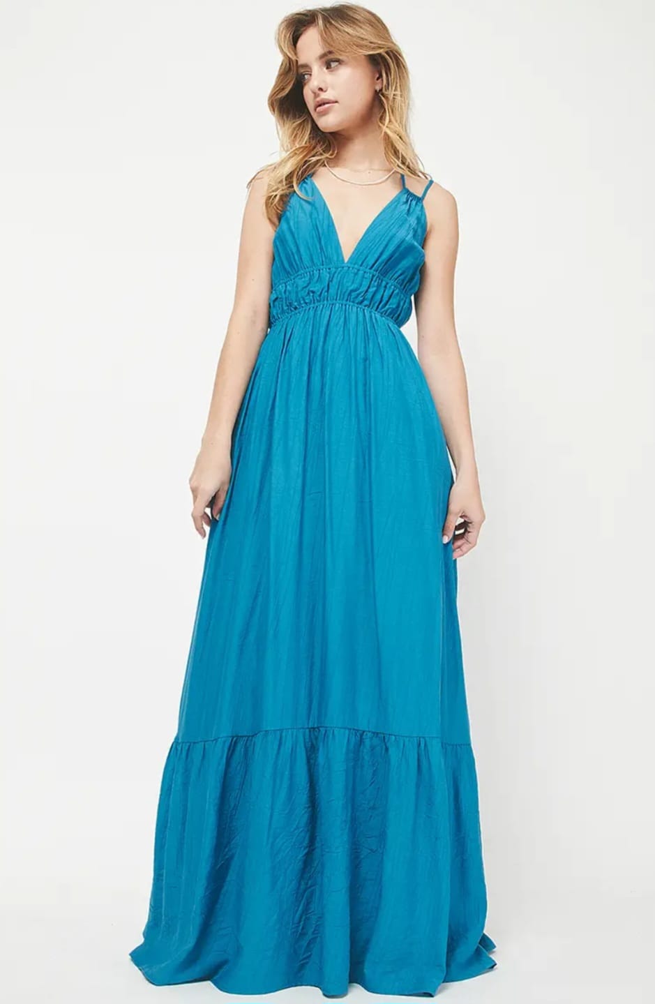 Blue Halter Maxi Dress