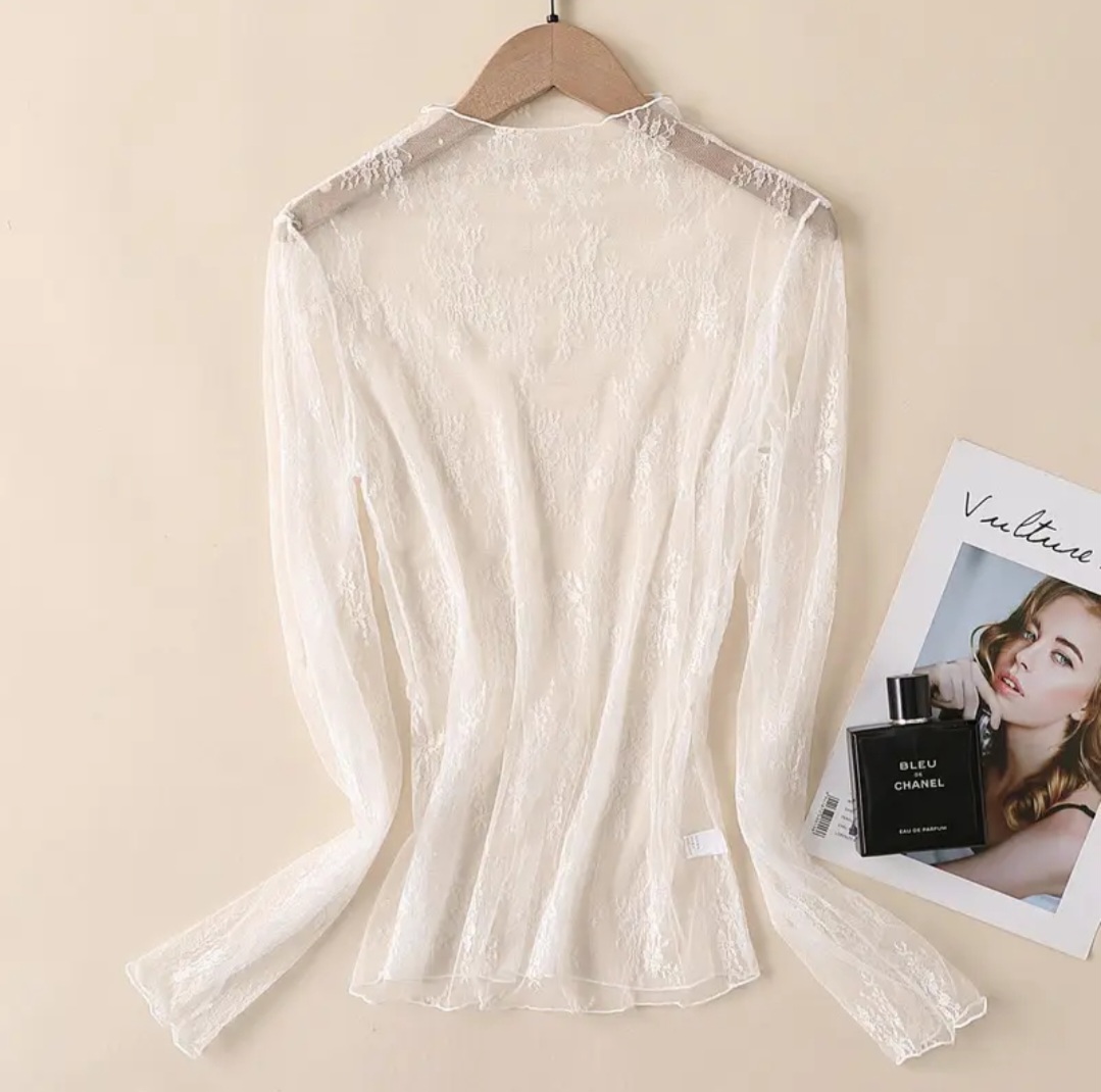 Sheer Lace Long Sleeve Top