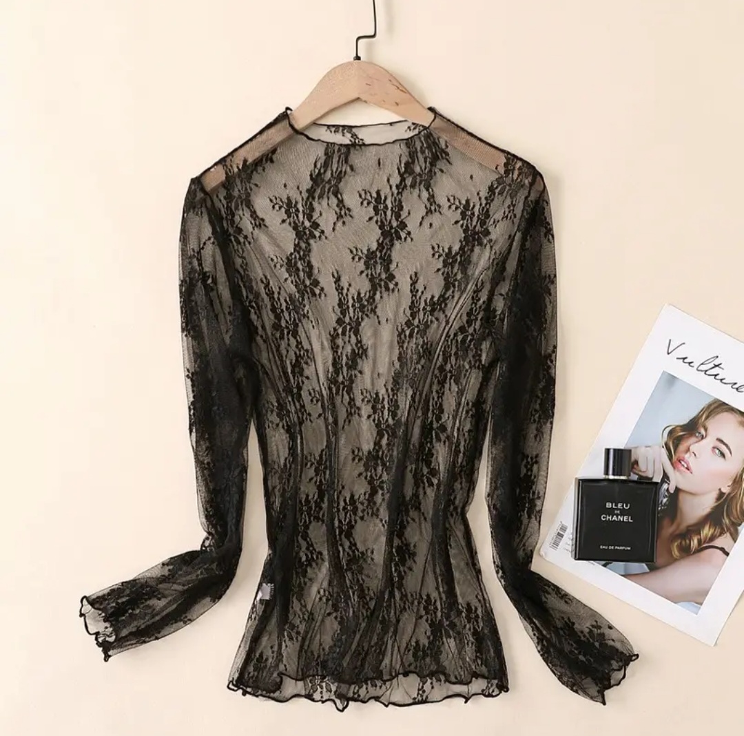 Sheer Lace Long Sleeve Top