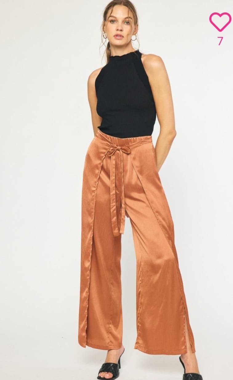Satin Wide-Leg Trousers