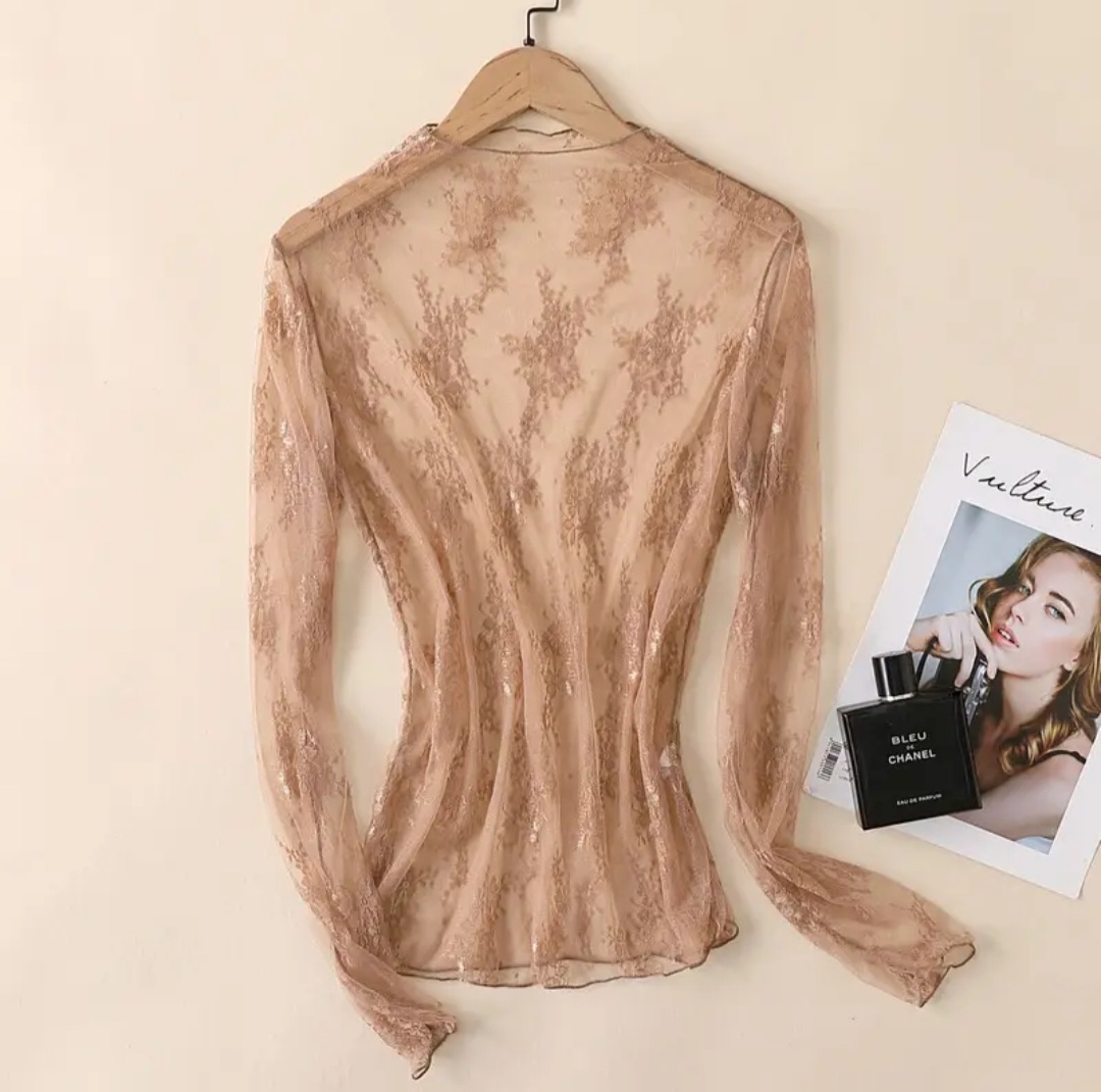 Sheer Lace Long Sleeve Top