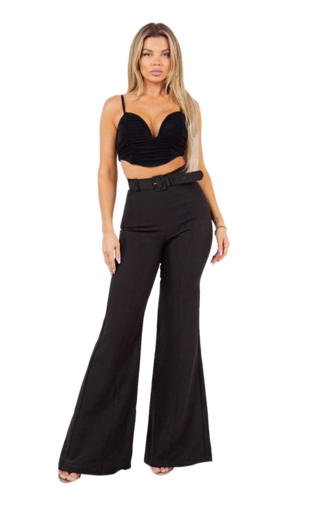 Black or Brown High-Waisted Wide Leg Pants