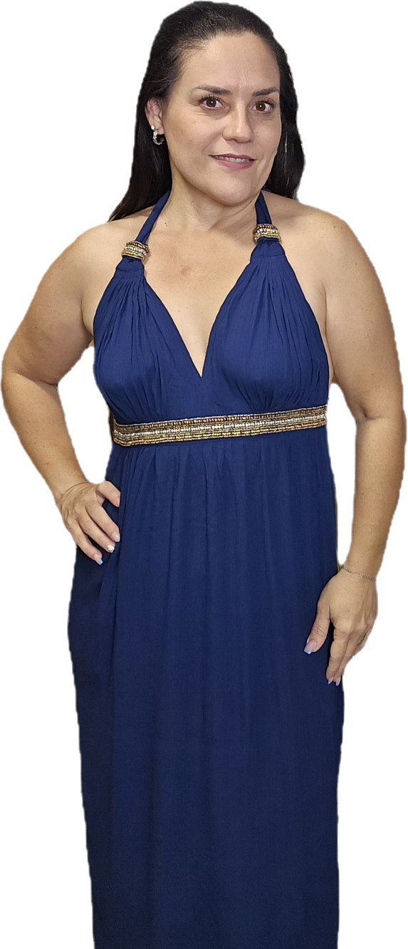 Elegant Navy Halter Dress