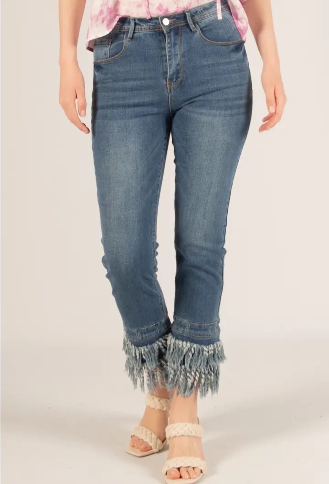 Women's Fringe Hem Denim Jeans