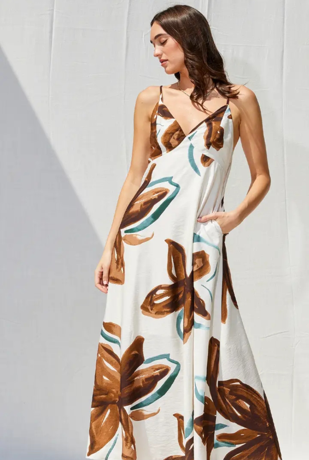 Floral Print Sleeveless Maxi Dress