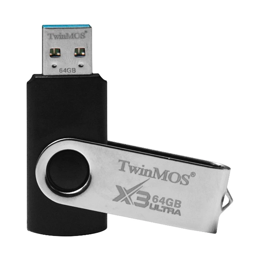 Twinmos | X3 Ultra 64GB USB 3.2 Black-Silver Pen Drive