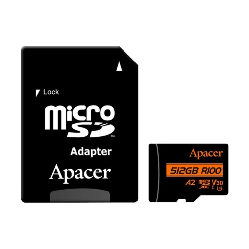 Apacer | R100 MicroSDXC UHS-I U3 V30 A2 512GB Class-10 Memory Card with Adapter