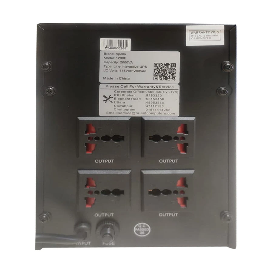 Apollo 1200E 2000VA Offline UPS with Metal Body – 4 Battery Backup