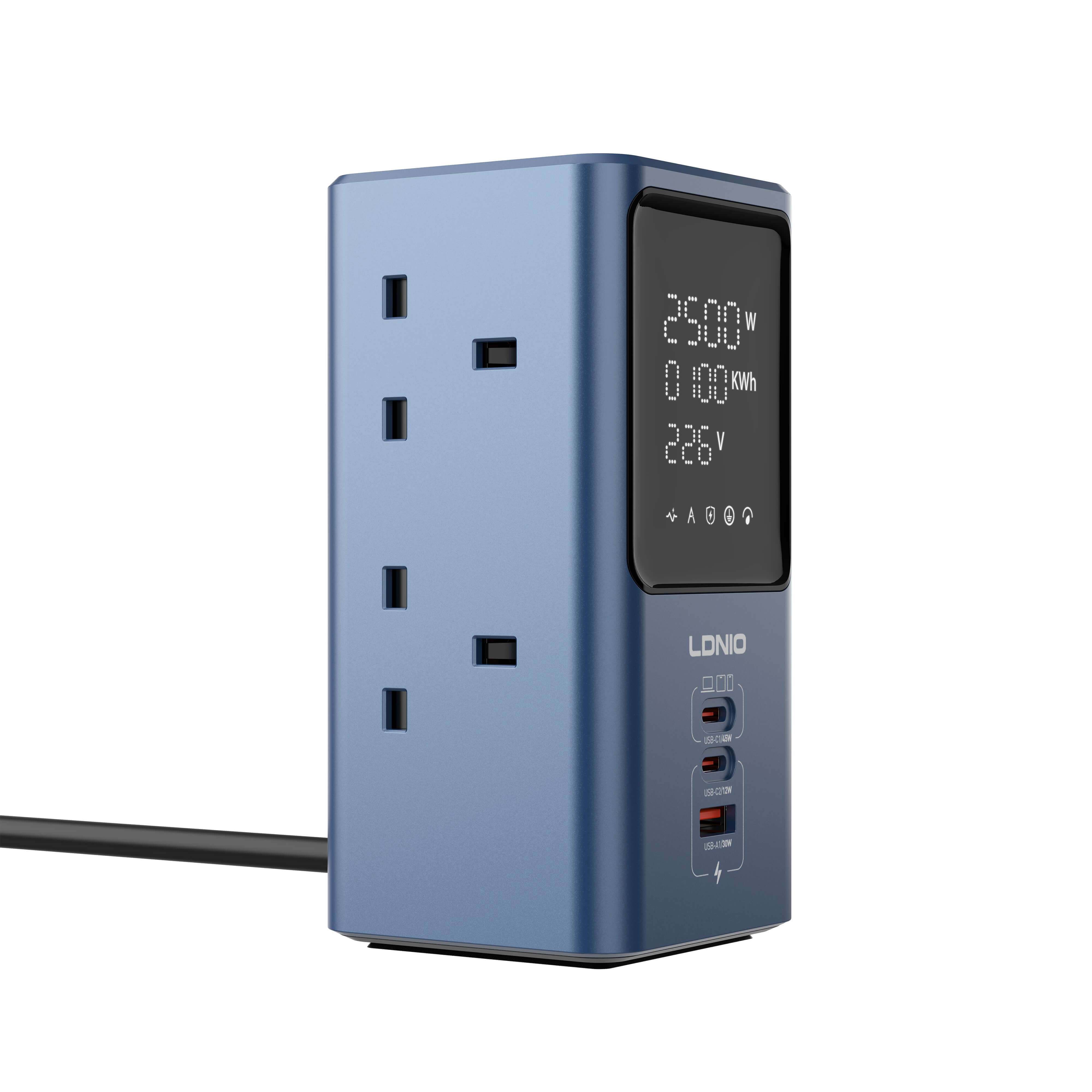 LDNIO 45W UK socket desktop power strip with LED power adapter SK2