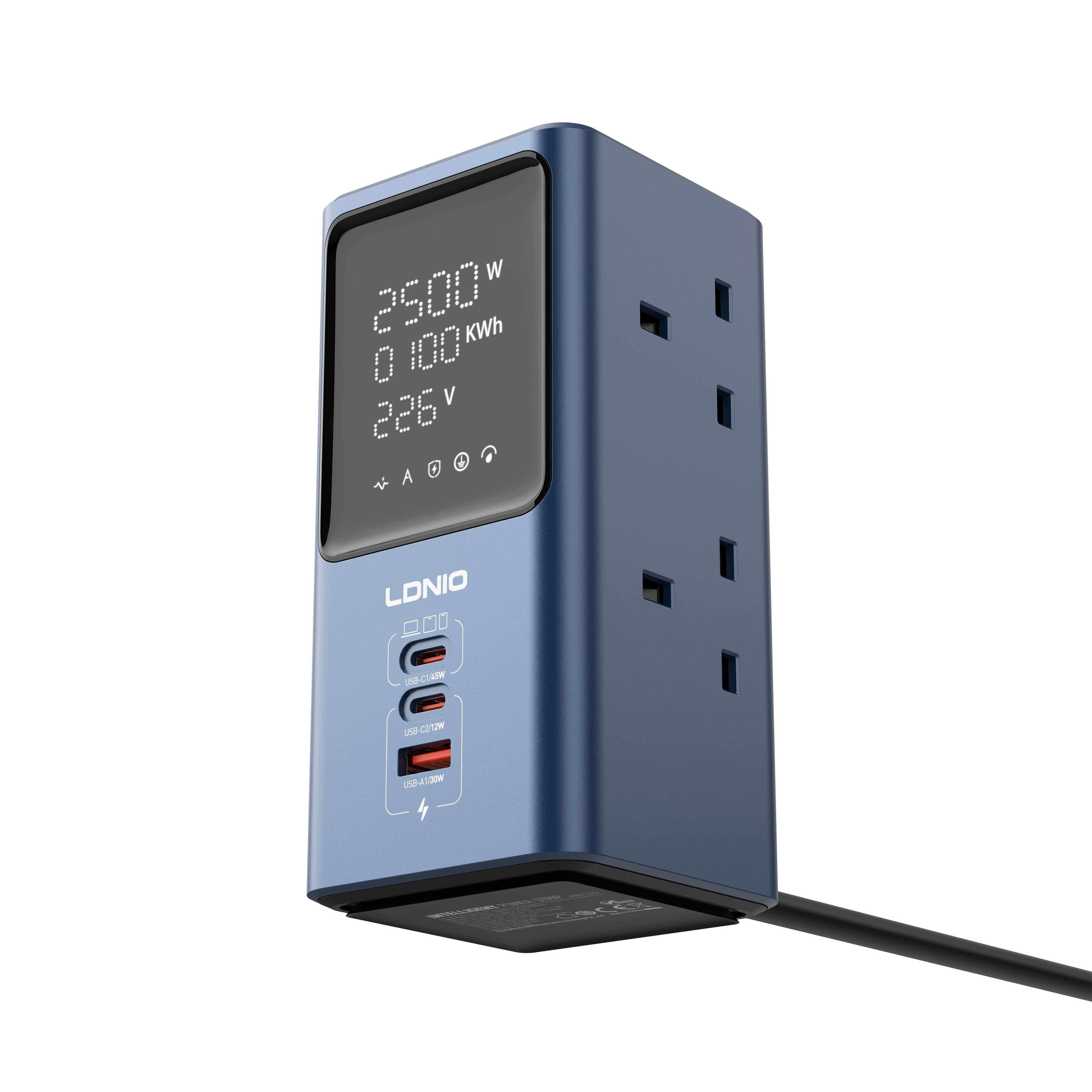 LDNIO 45W UK socket desktop power strip with LED power adapter SK2