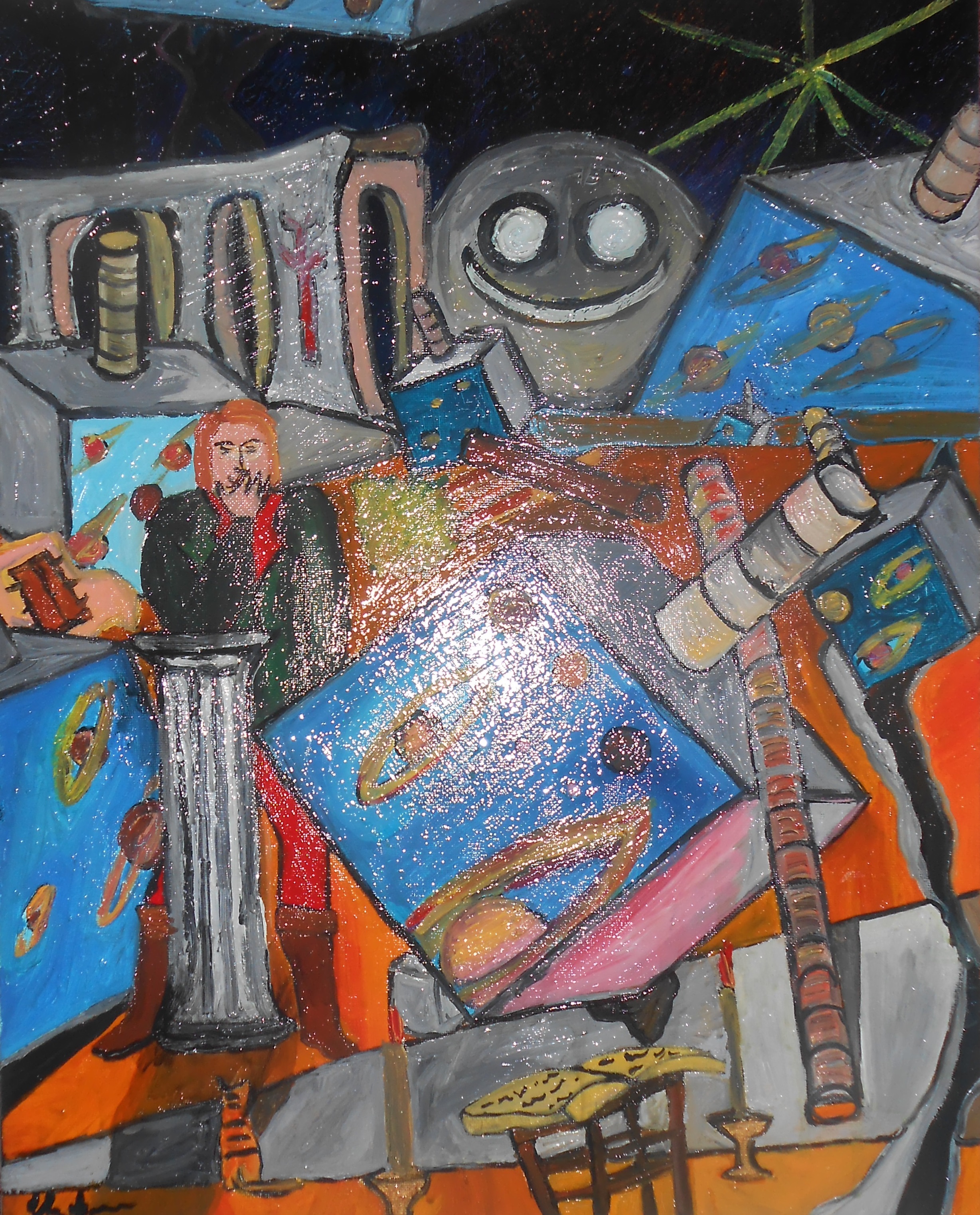 "The destruction of Time" (La distruzione del tempo), oil on canvas painting.