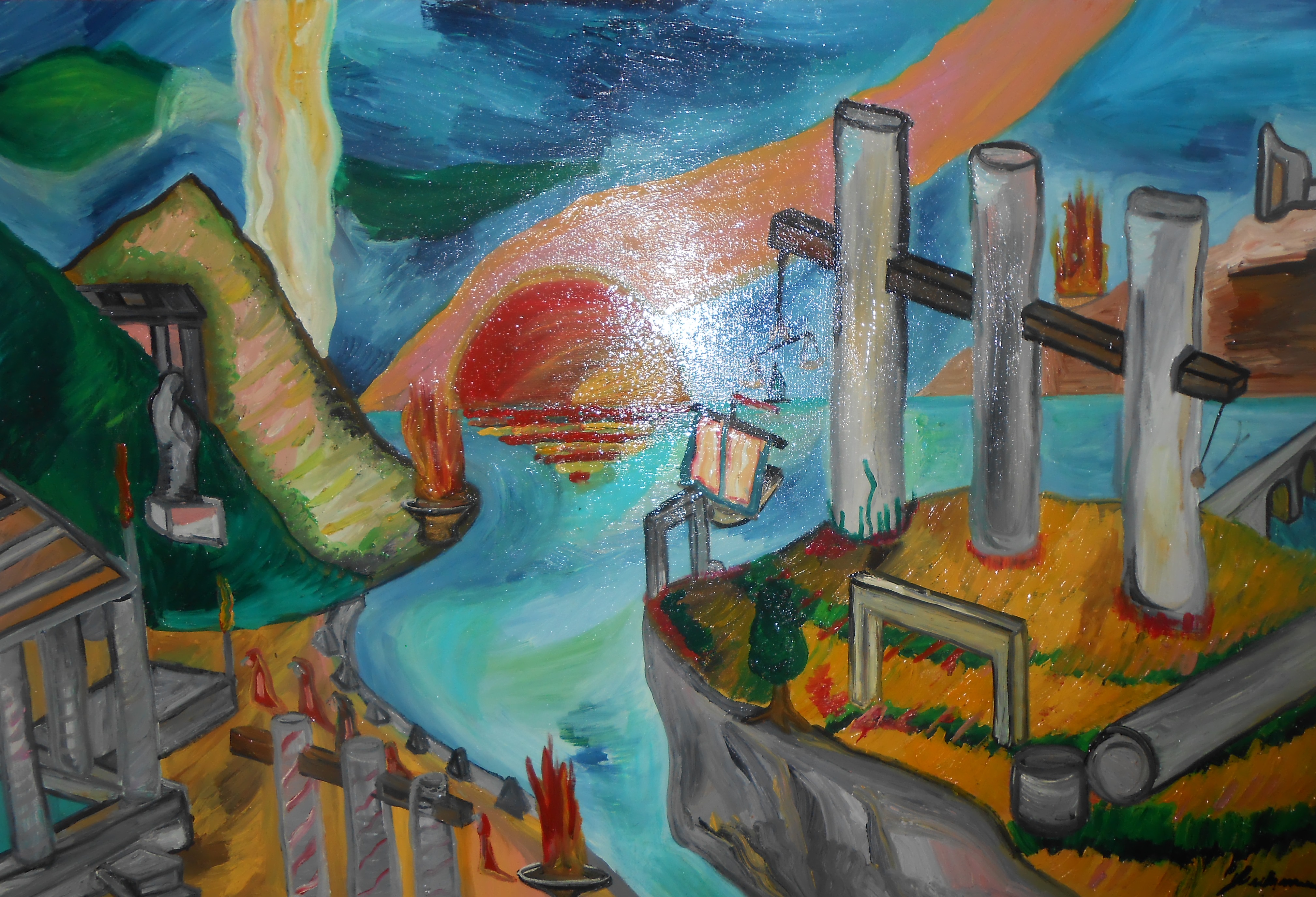 "Temple of the sun", oil painting on canvas