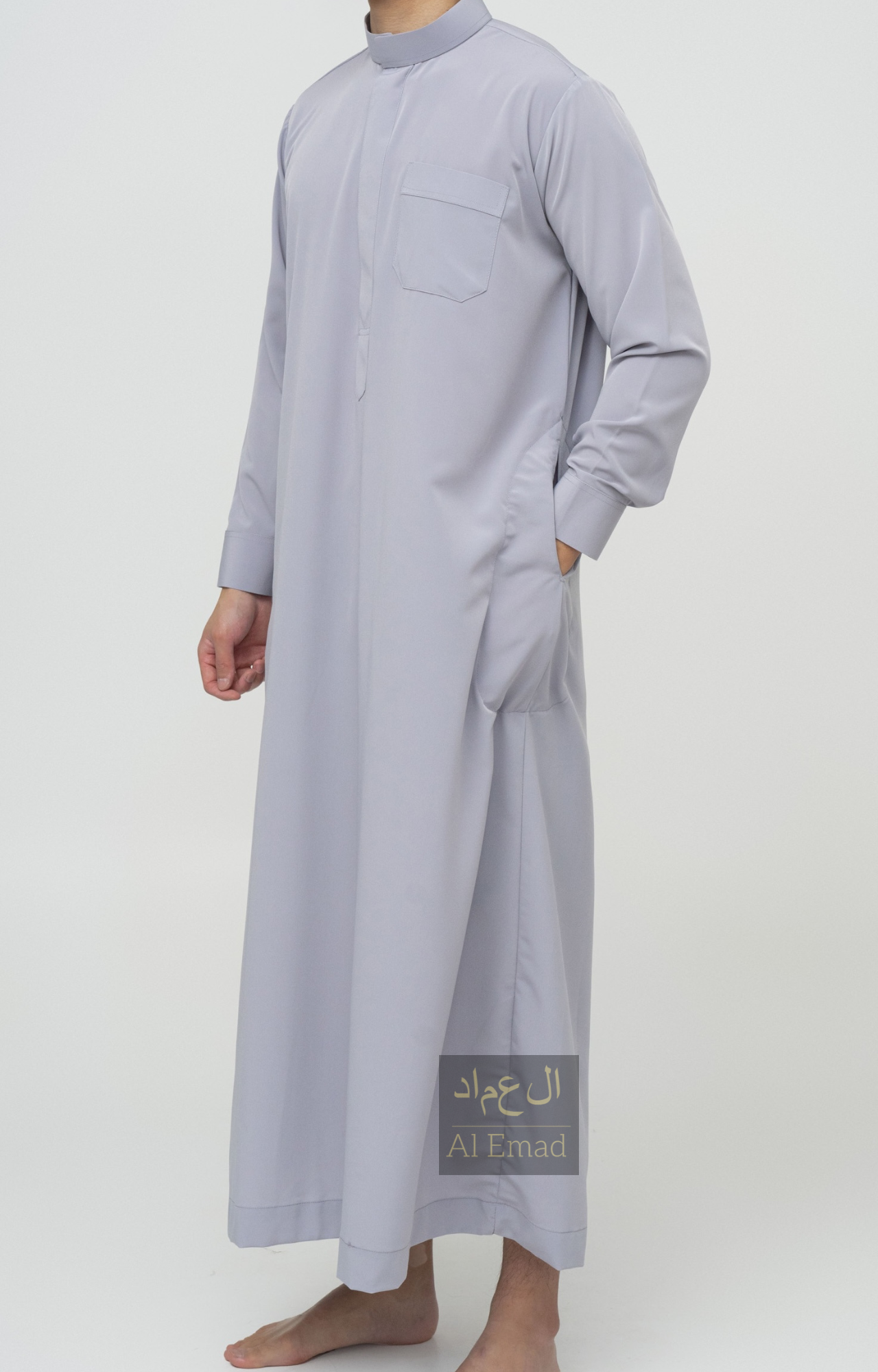 Qamis Saoudien Gris - Manchettes rigides