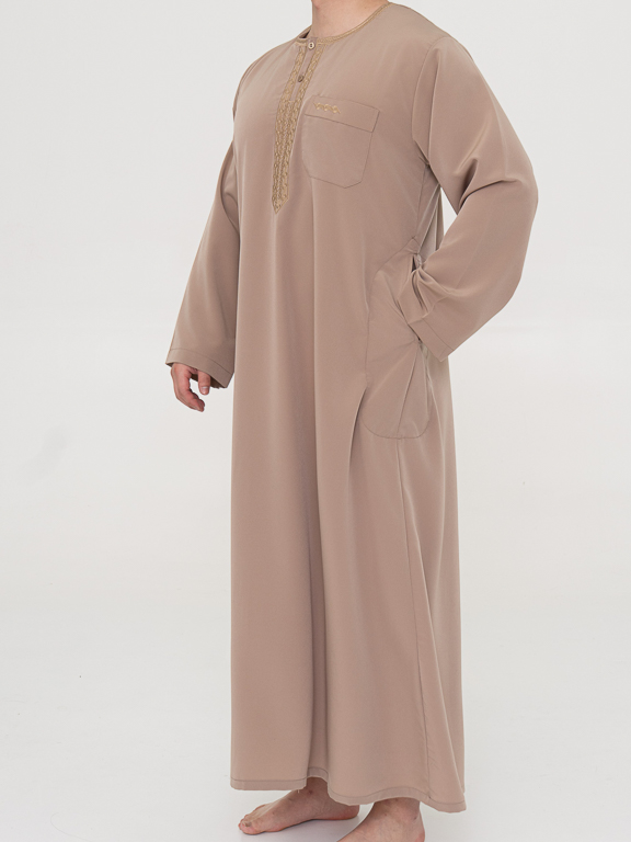 Qamis Marocain Manche Longue Taupe