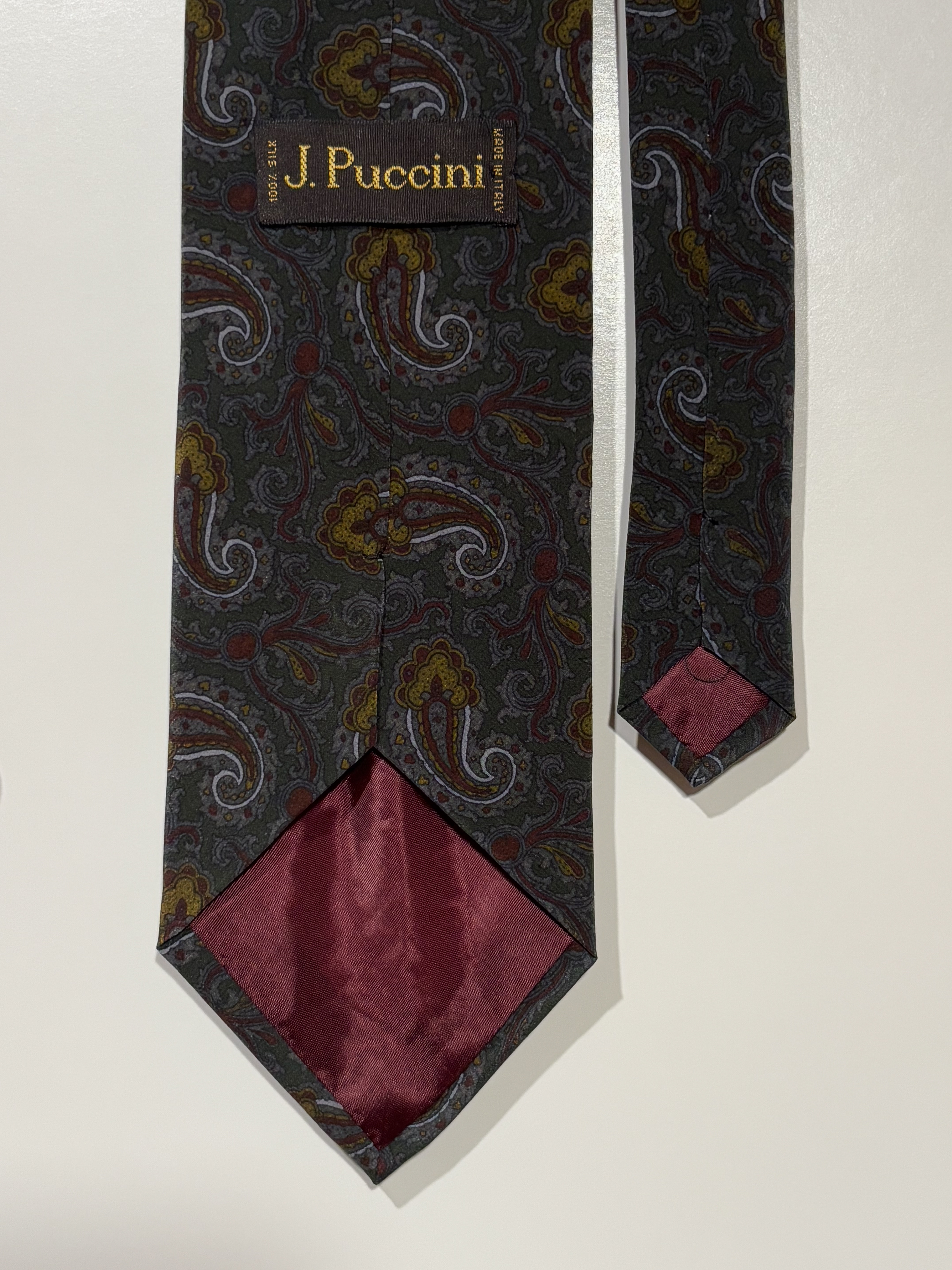 Cravate Vert Olive & Moutarde “Paisley Brumaire” – 