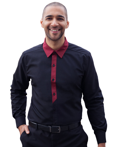 Men's Black and Red Dress Shirt