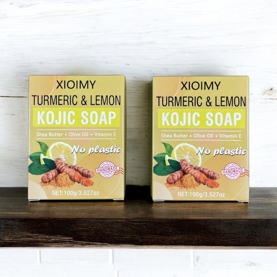 Turmeric Glow Soap Bar - Lemon & Kojic Acid, Exfoliating and Moisturizing 2 Packs