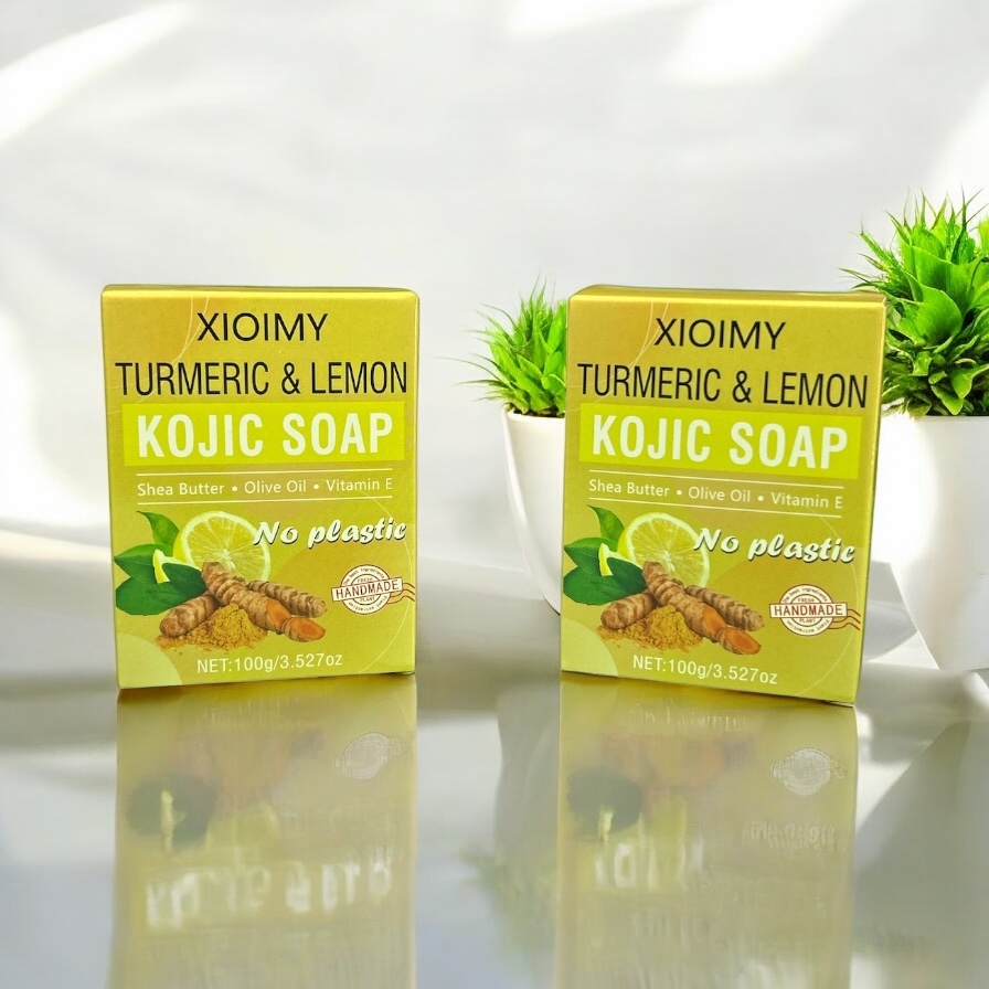 Turmeric Glow Soap Bar - Lemon & Kojic Acid, Exfoliating and Moisturizing 2 Packs