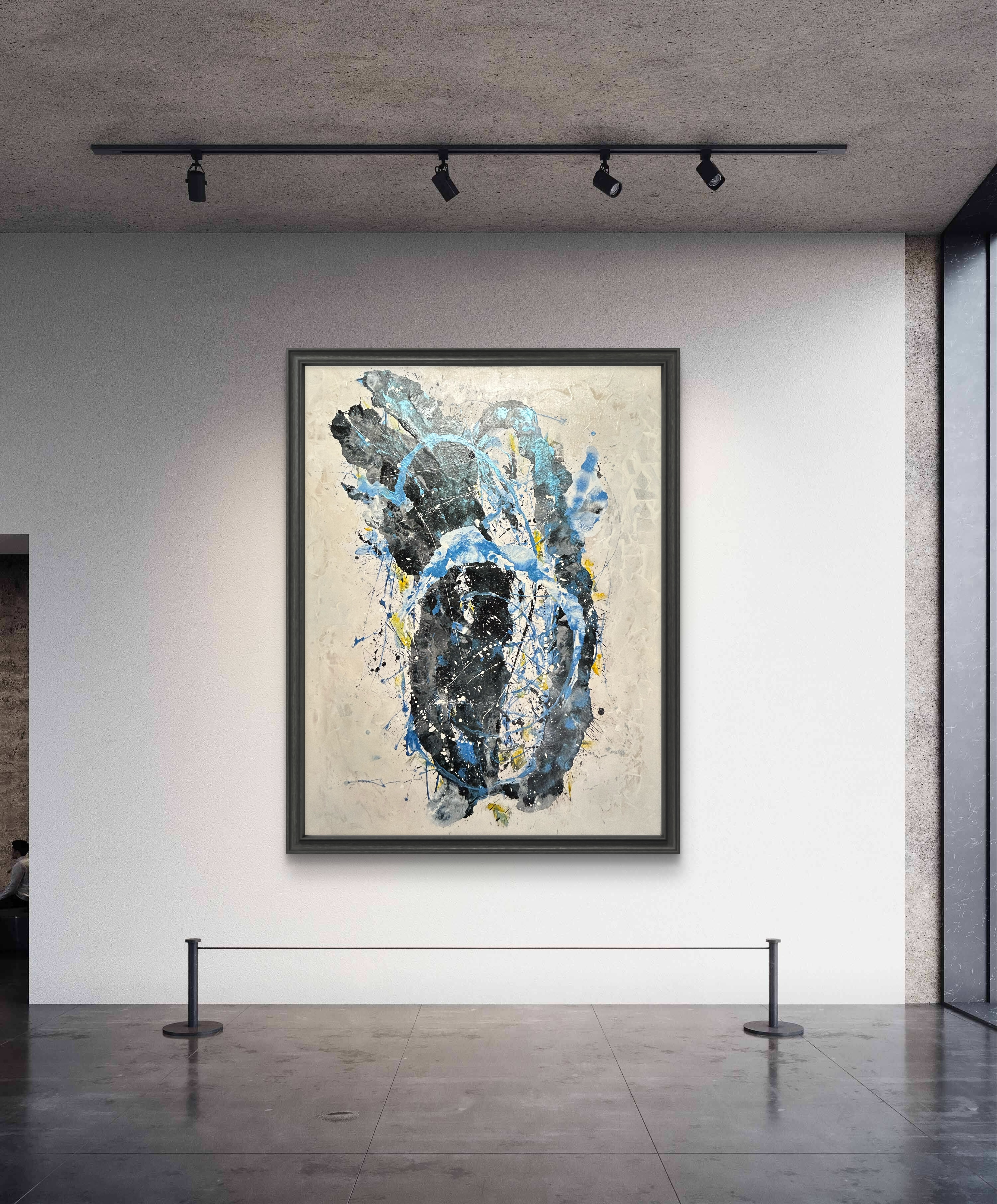 Abstract Blue and Black Painting