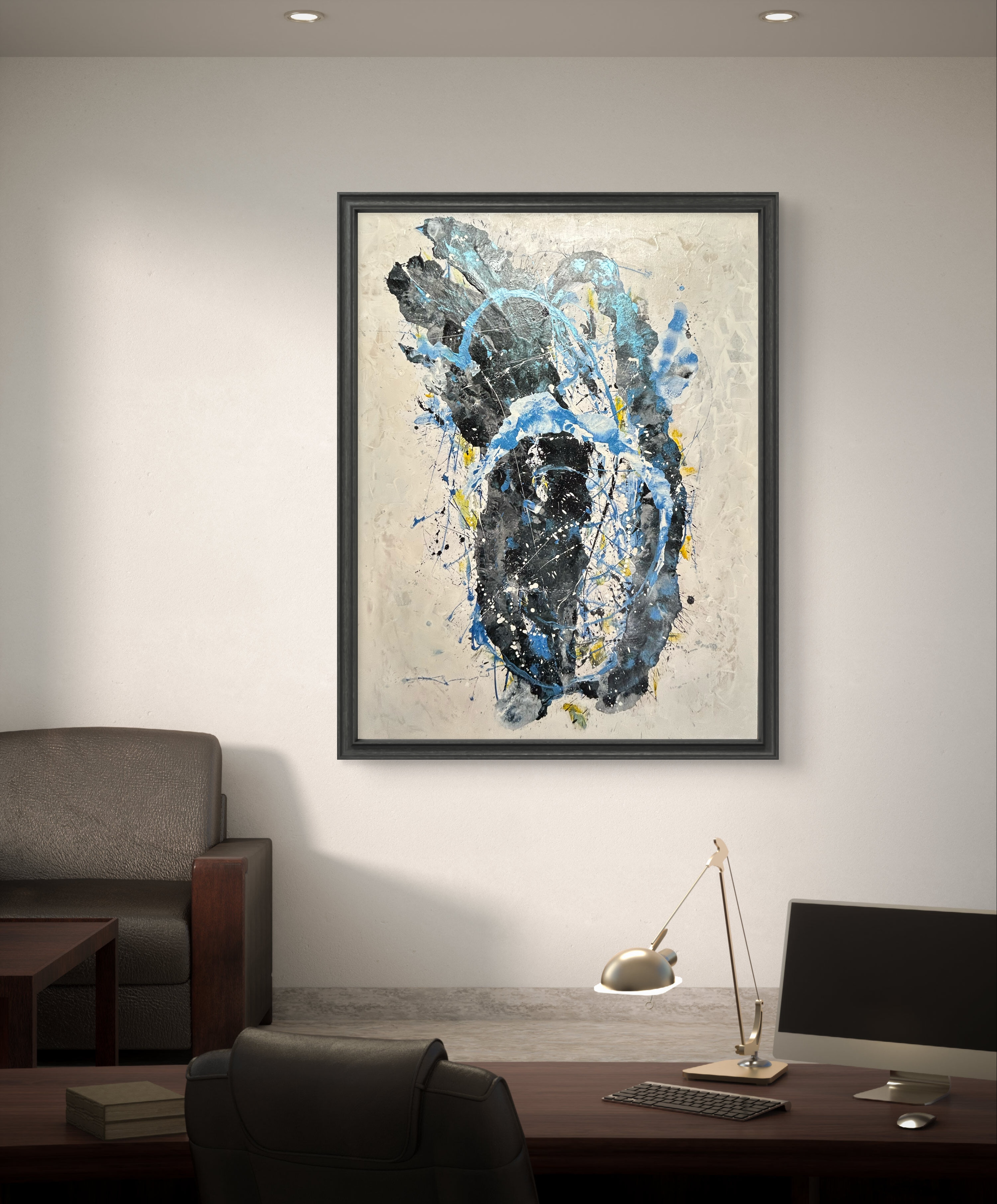 Abstract Blue and Black Painting