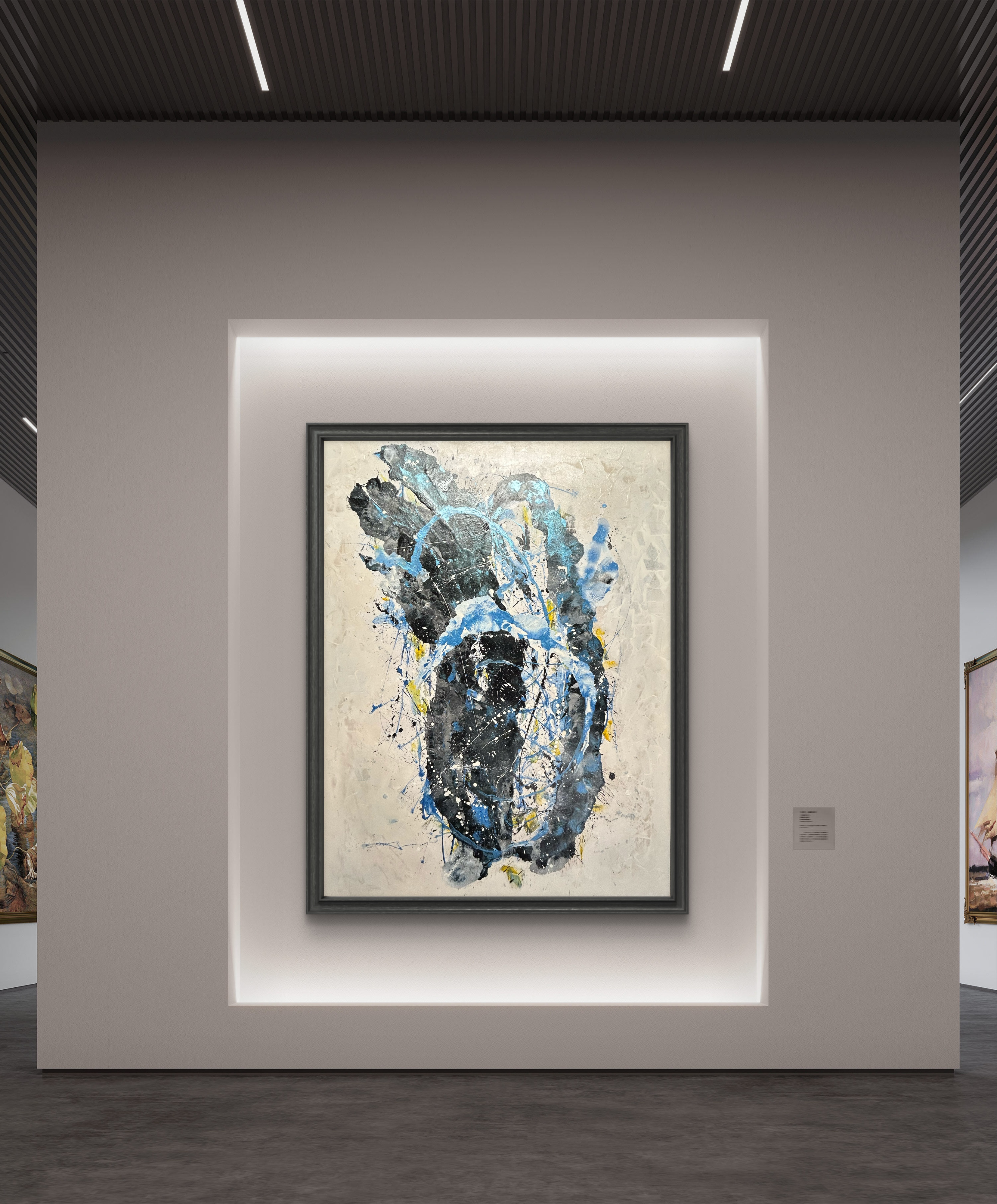 Abstract Blue and Black Painting