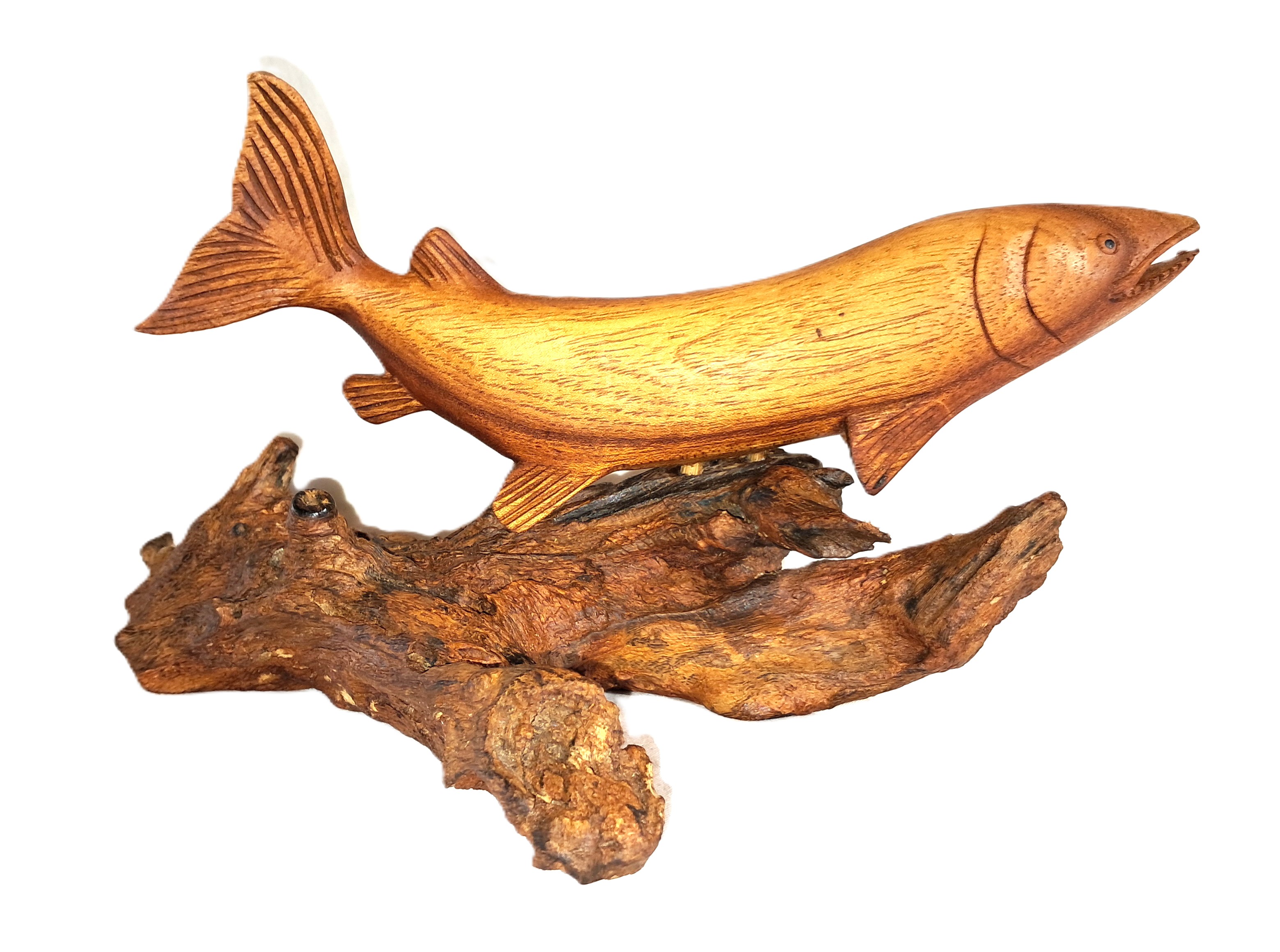 Barracuda wood carving.