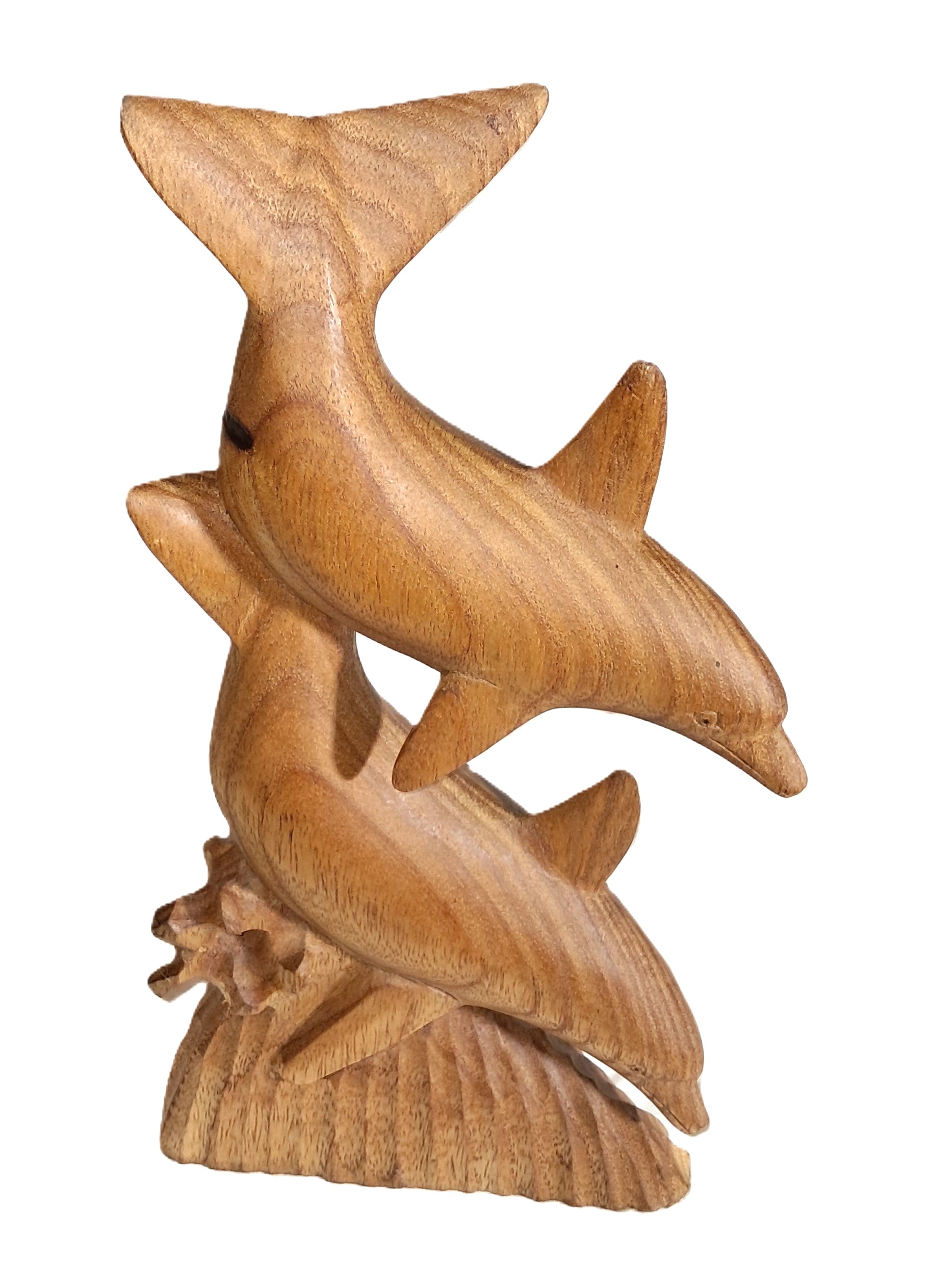 Dolphin pair wood carving (#dlfVpr12)