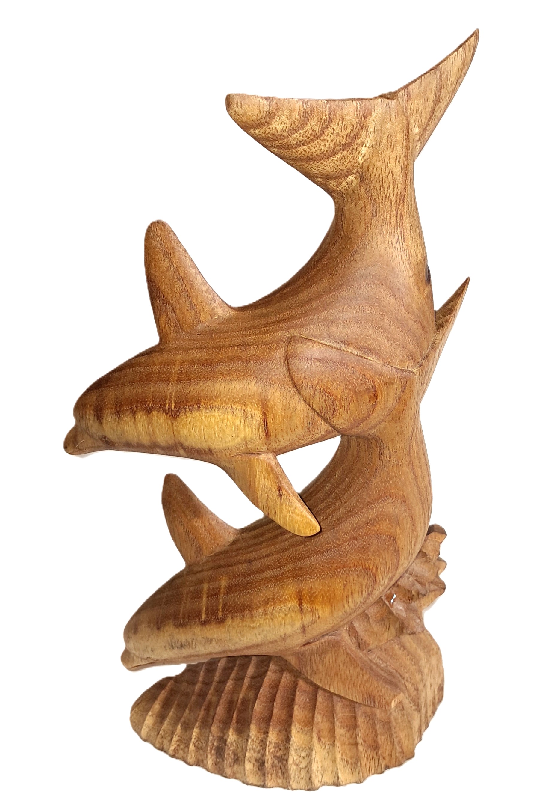 Dolphin pair wood carving (#dlfVpr12)