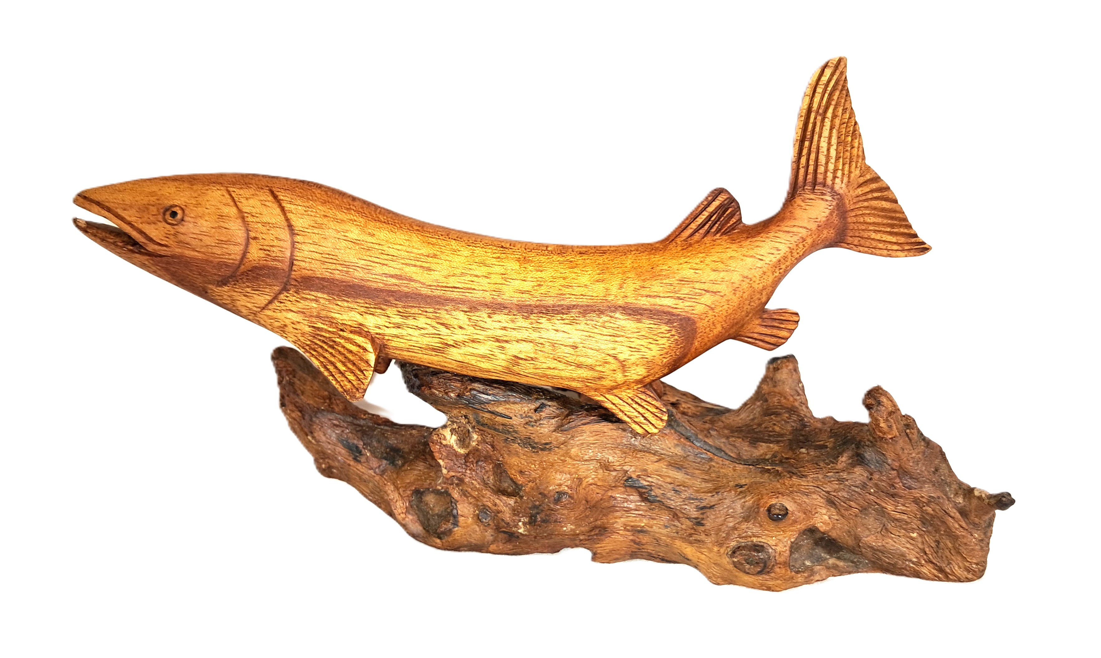 Barracuda wood carving.