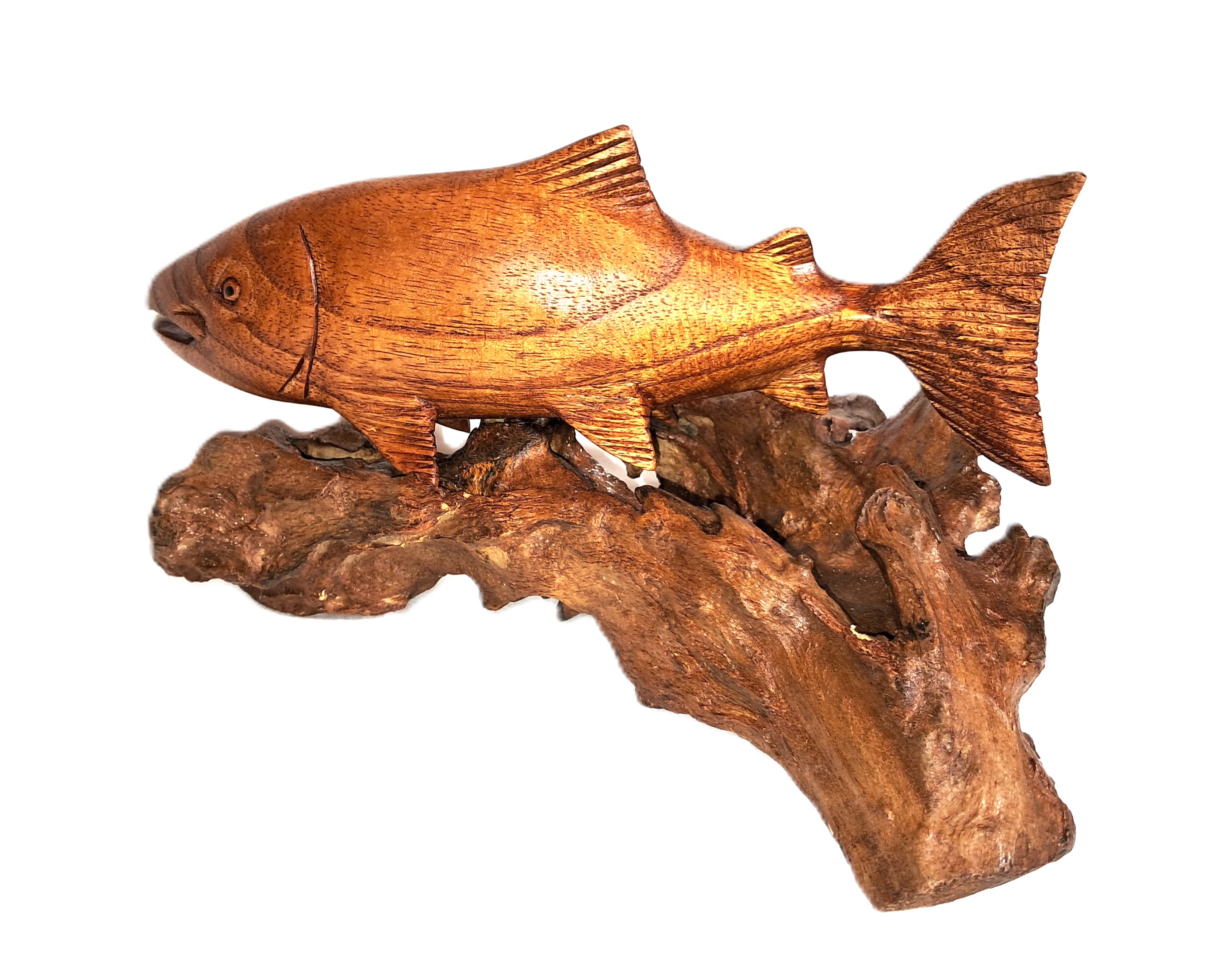Salmon wood carving