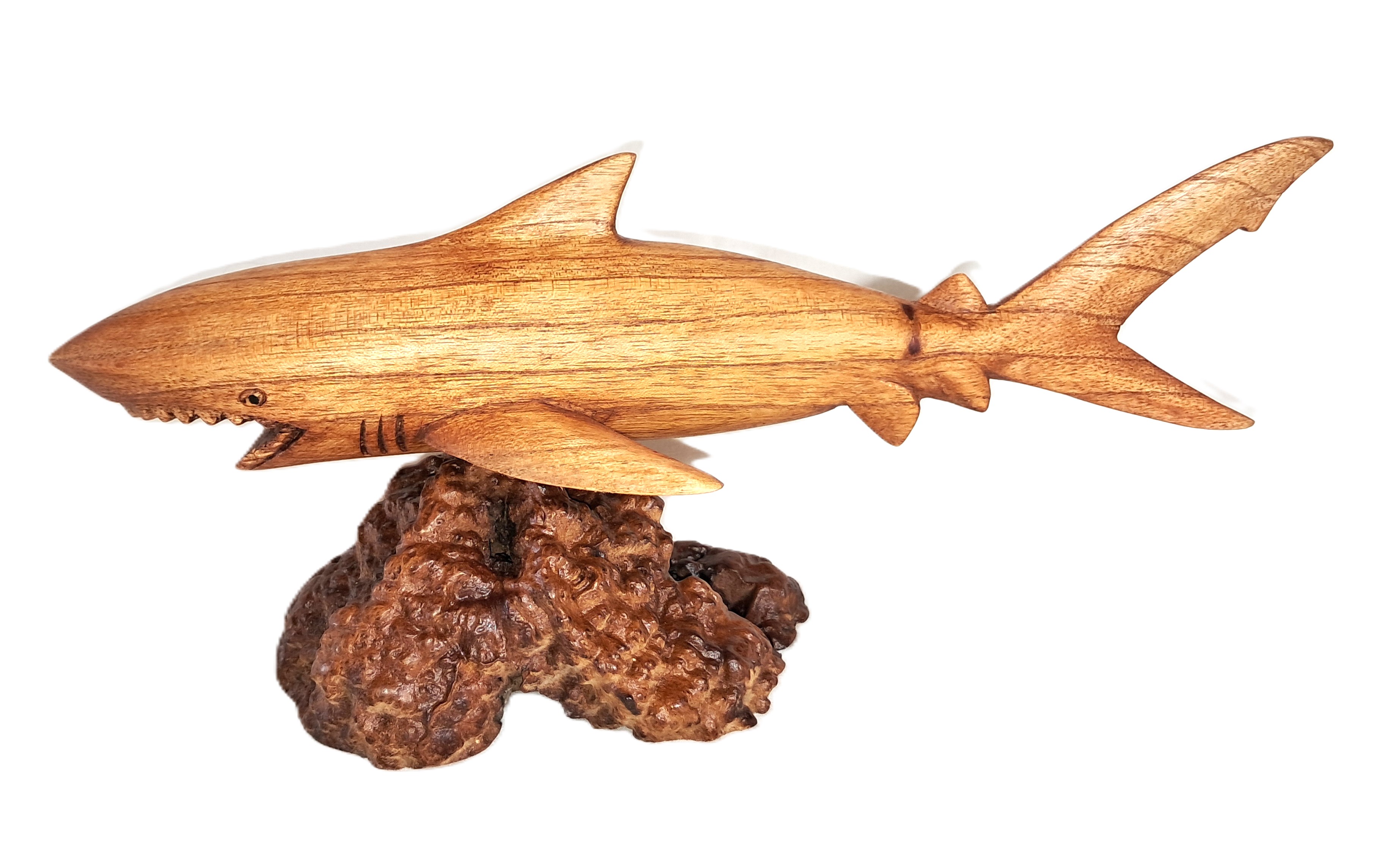 Shark wood carving (#shrMnz12)