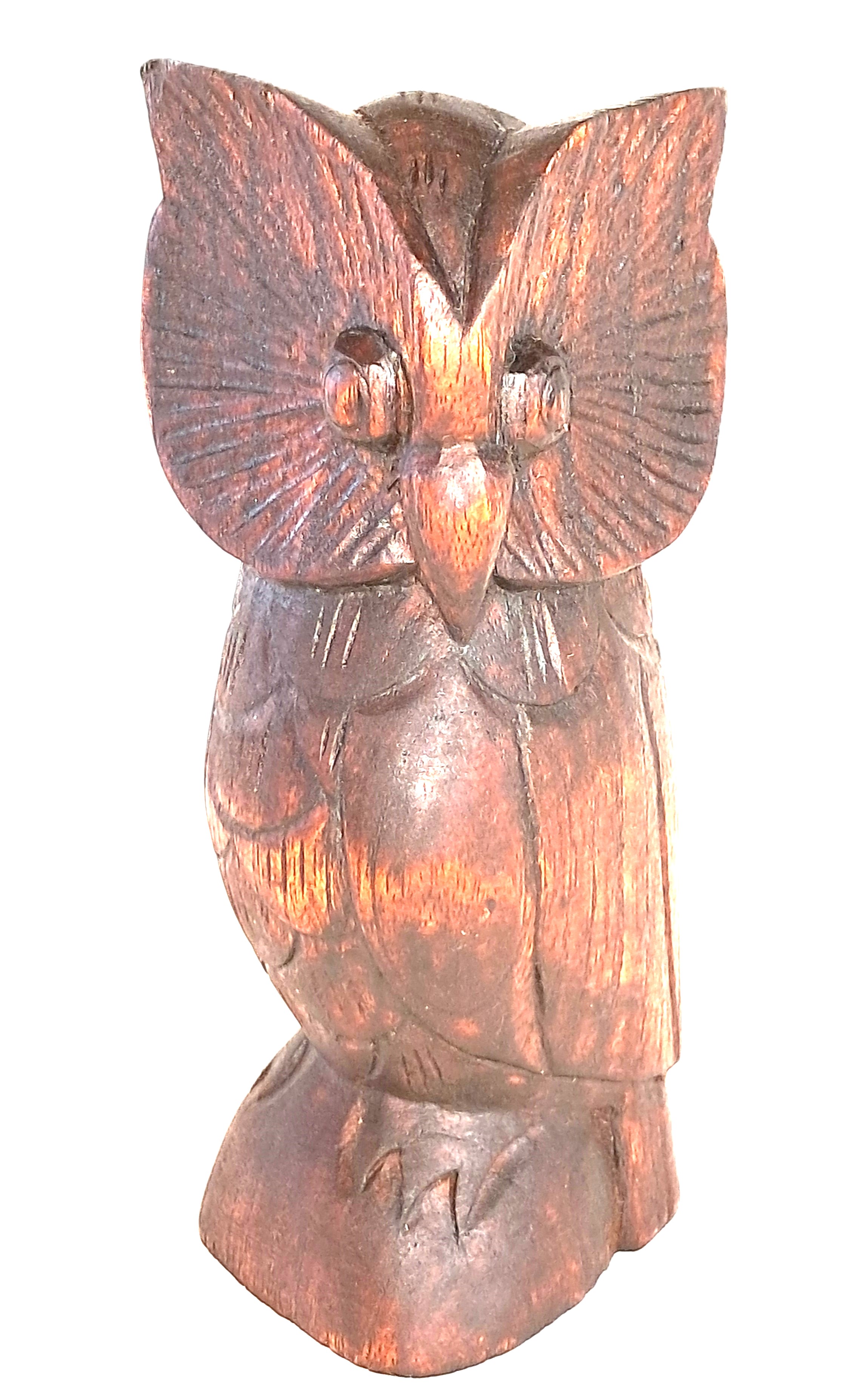 Owl wood carving (#owlBt6.5)