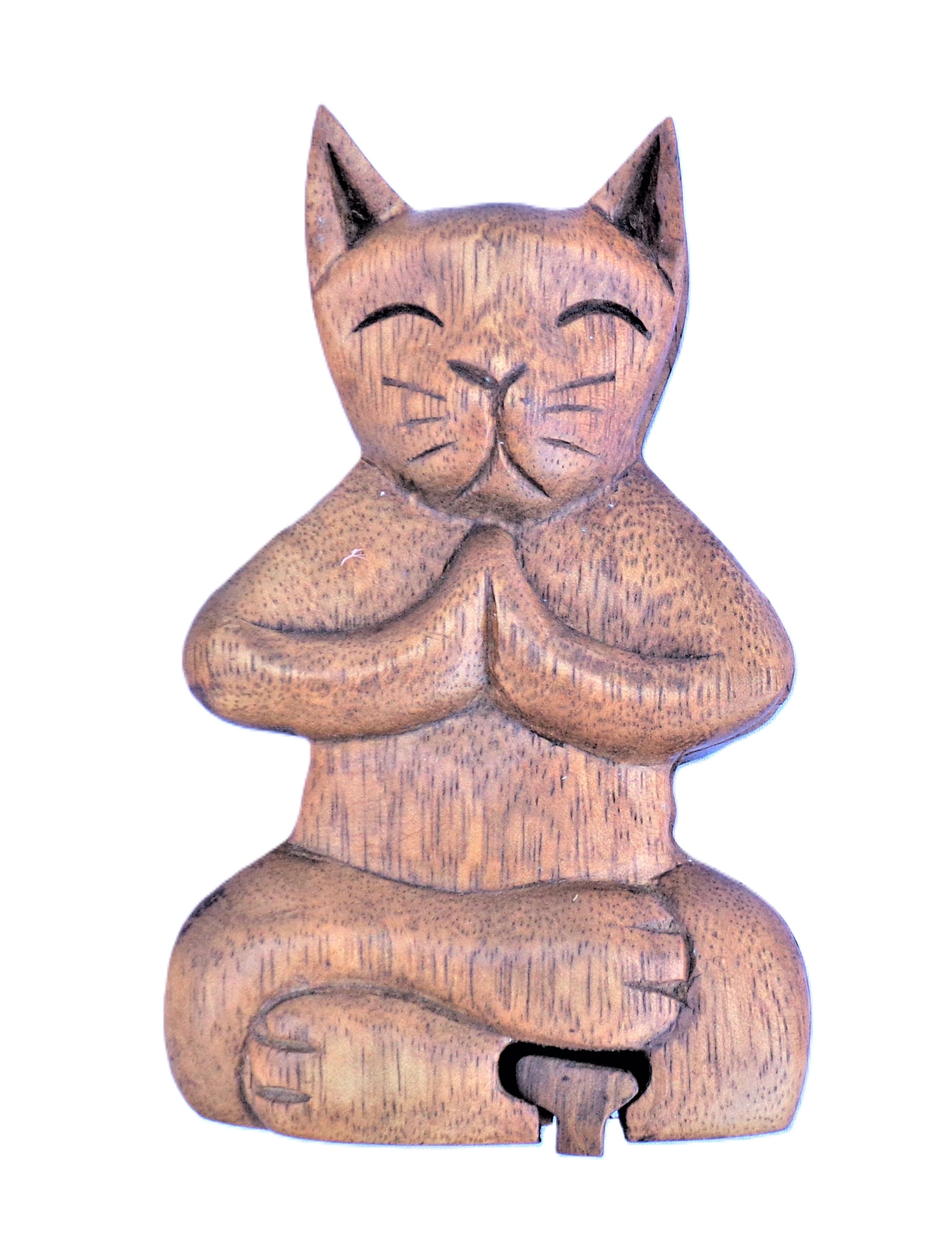 cat puzzle jewelry box, wood carving.