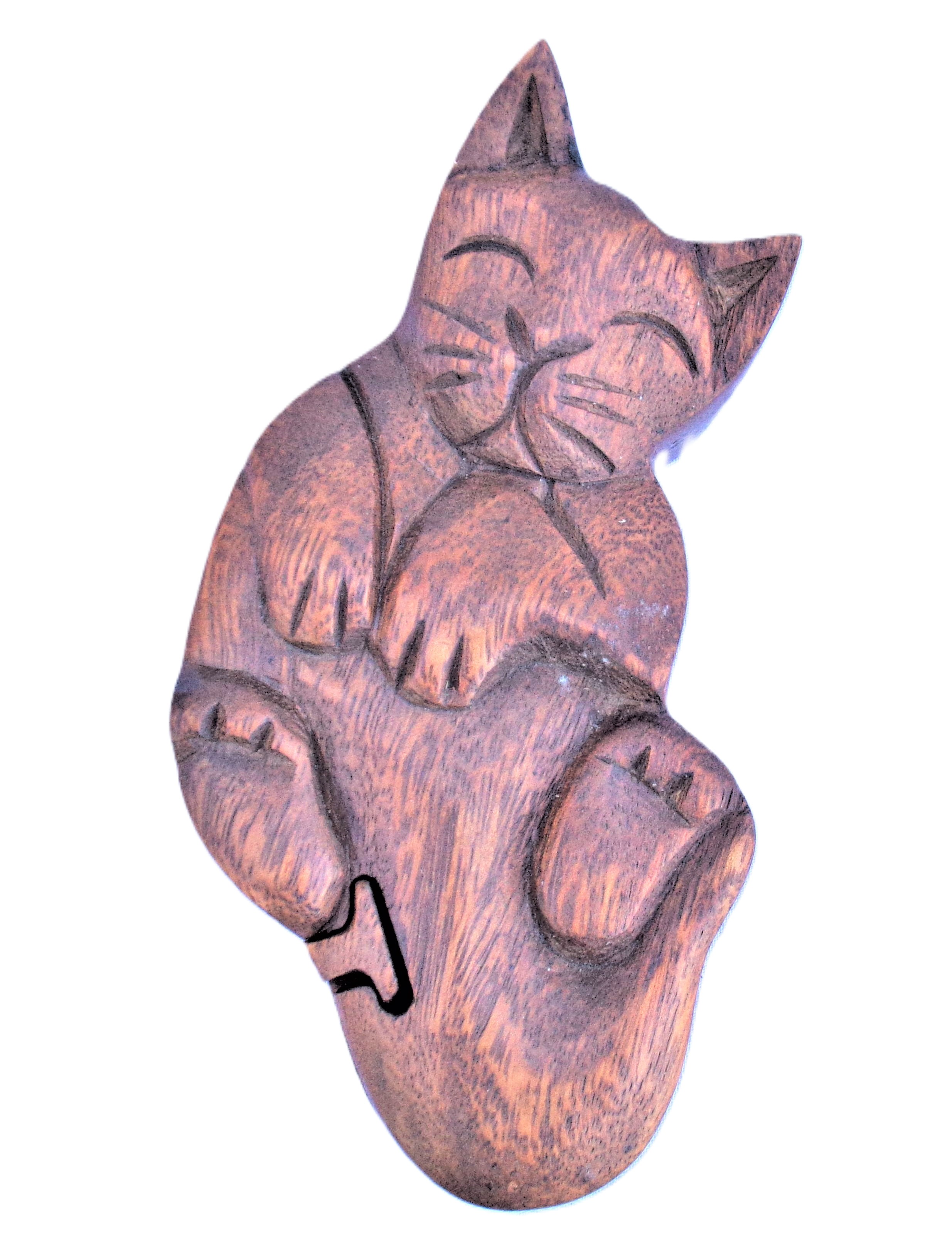 Cat puzzle jewelry box, wood carving (#ctSlp)
