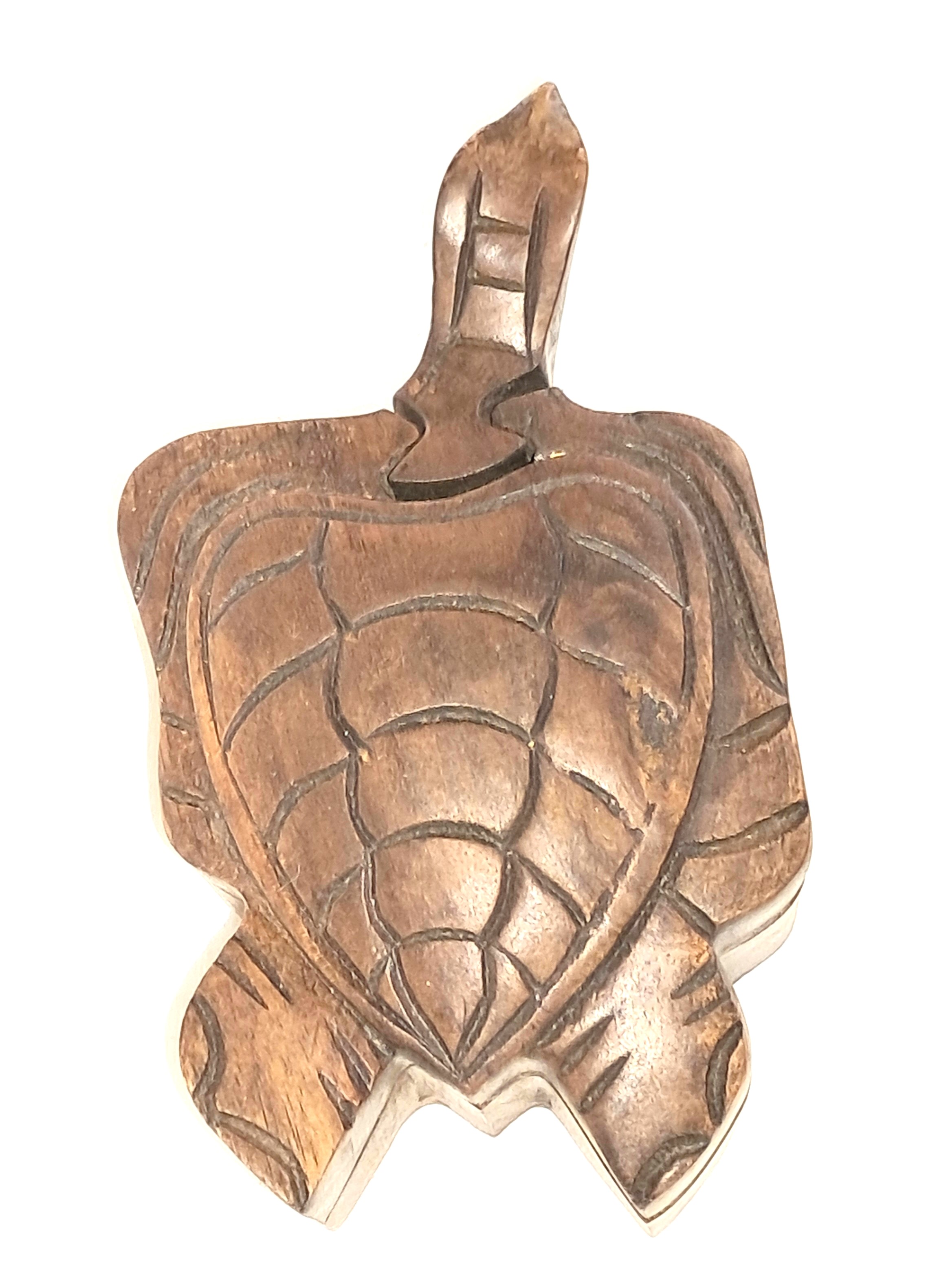 Turtle puzzle jewelry box wood carving (bxTrtLkR)