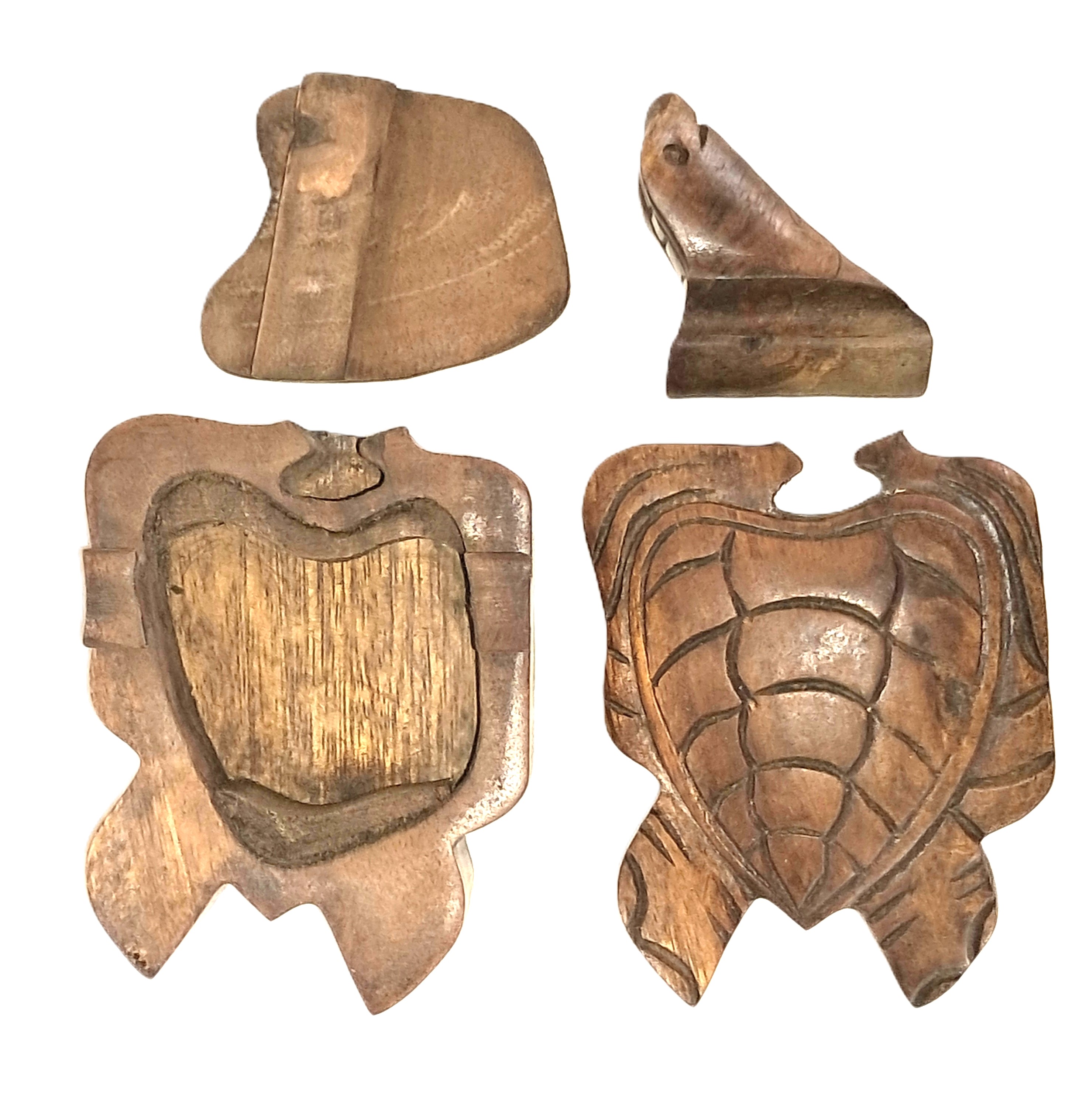 Turtle puzzle jewelry box wood carving (bxTrtLkR)