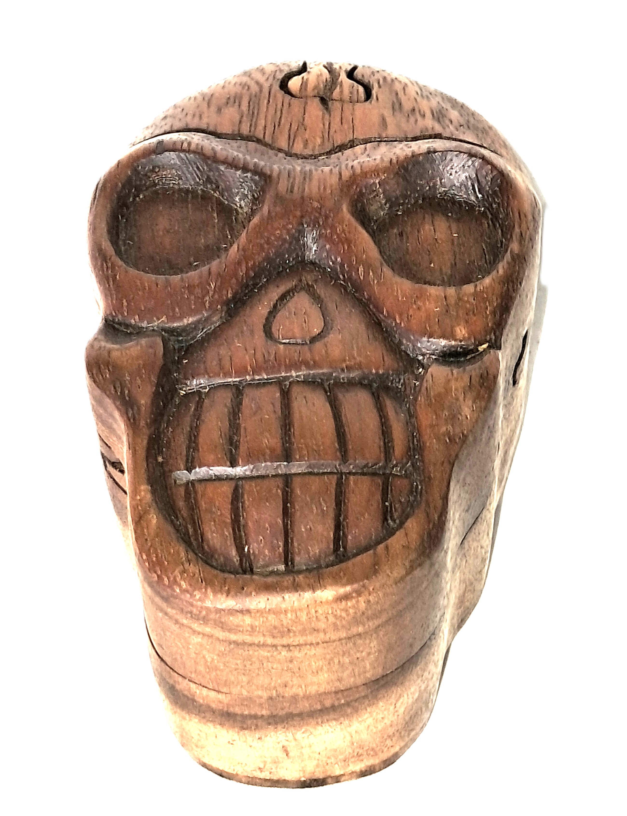 Skull puzzle jewelry box wood carving