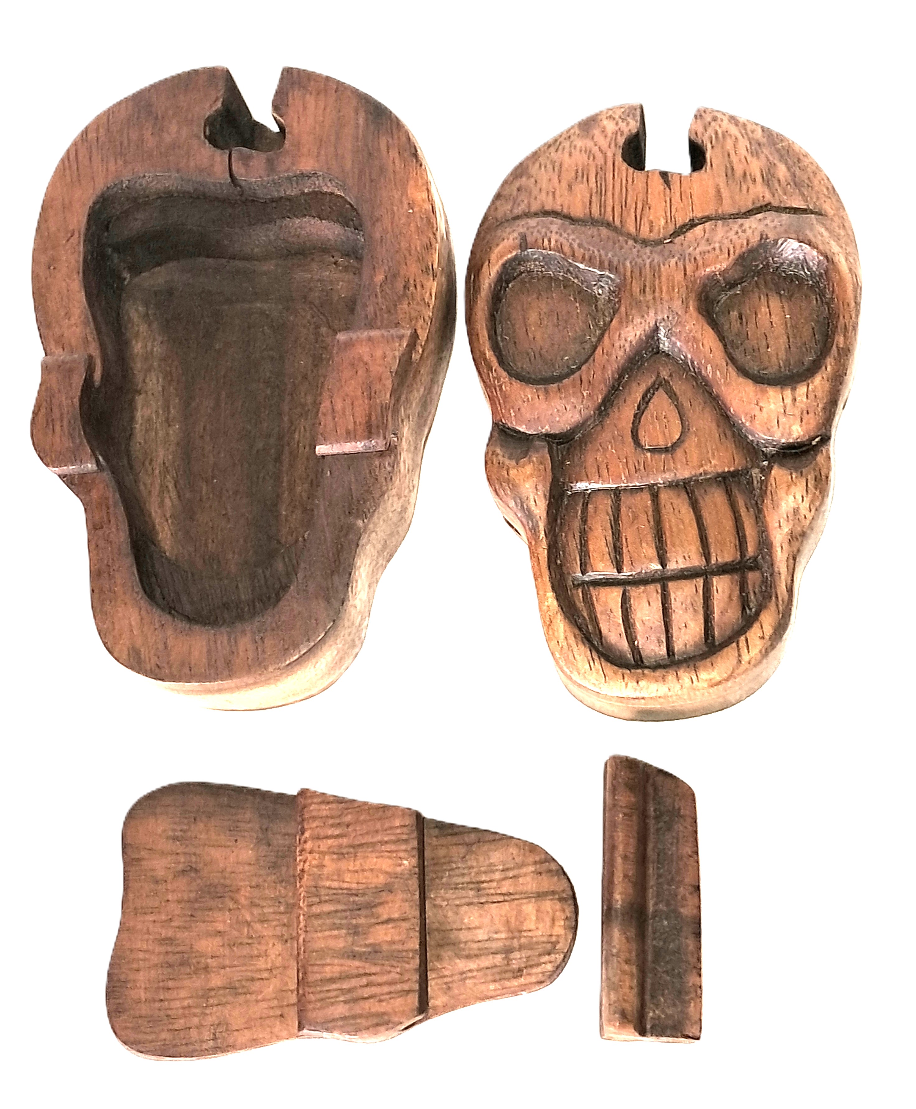 Skull puzzle jewelry box wood carving