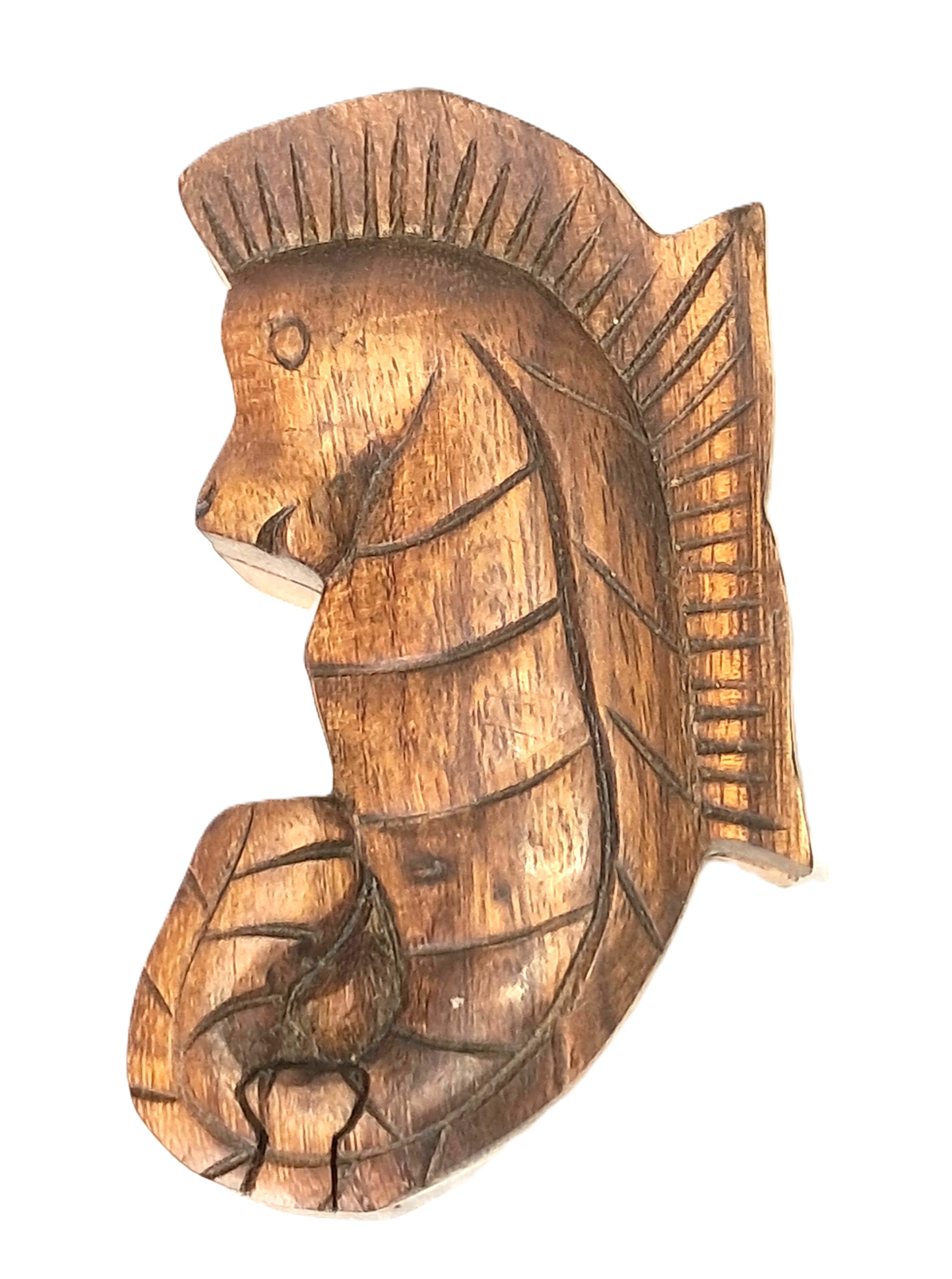 Seahorse puzzle jewelry box wood carving