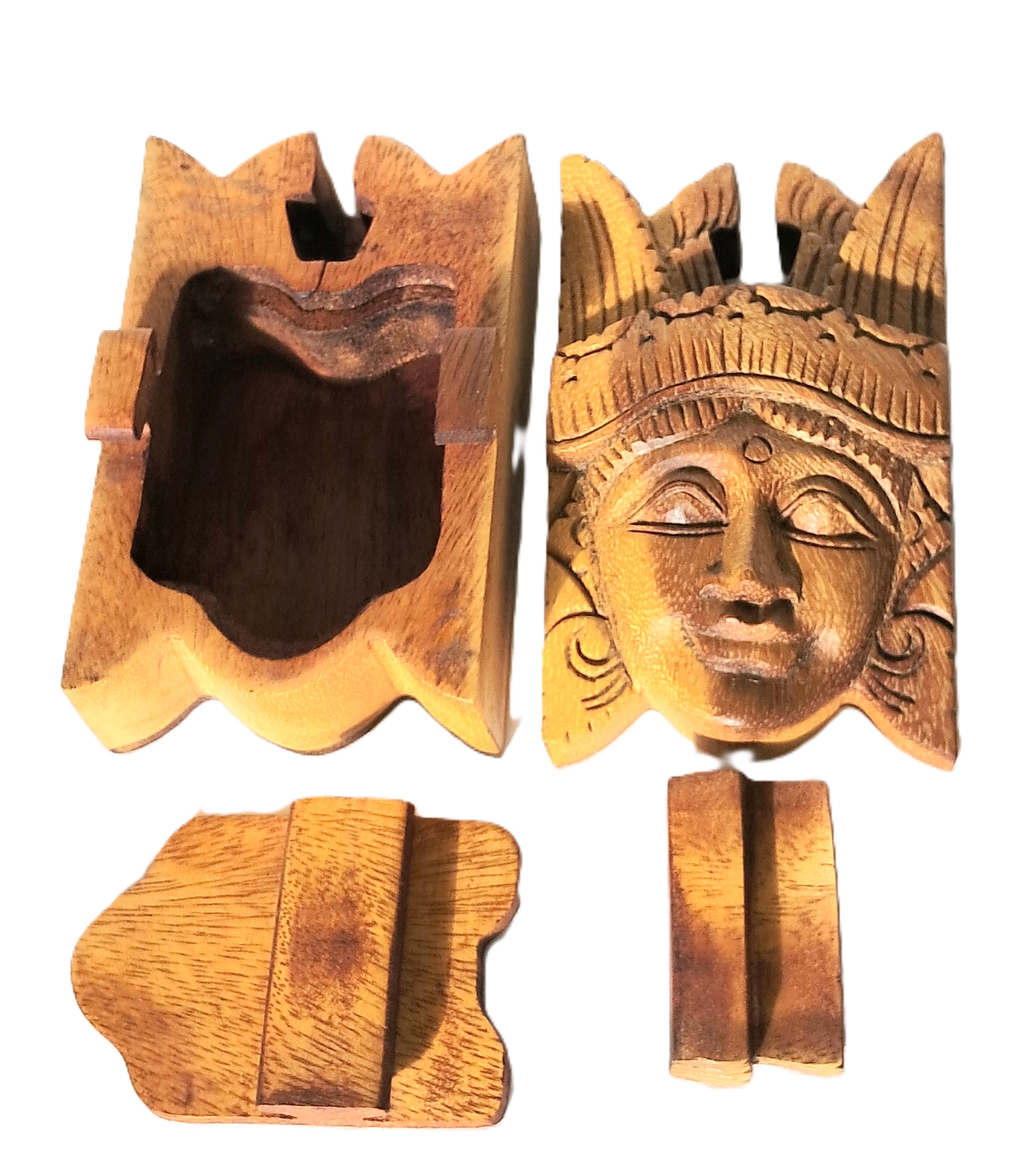 Princess puzzle jewelry box wood carving (bxPrnc)