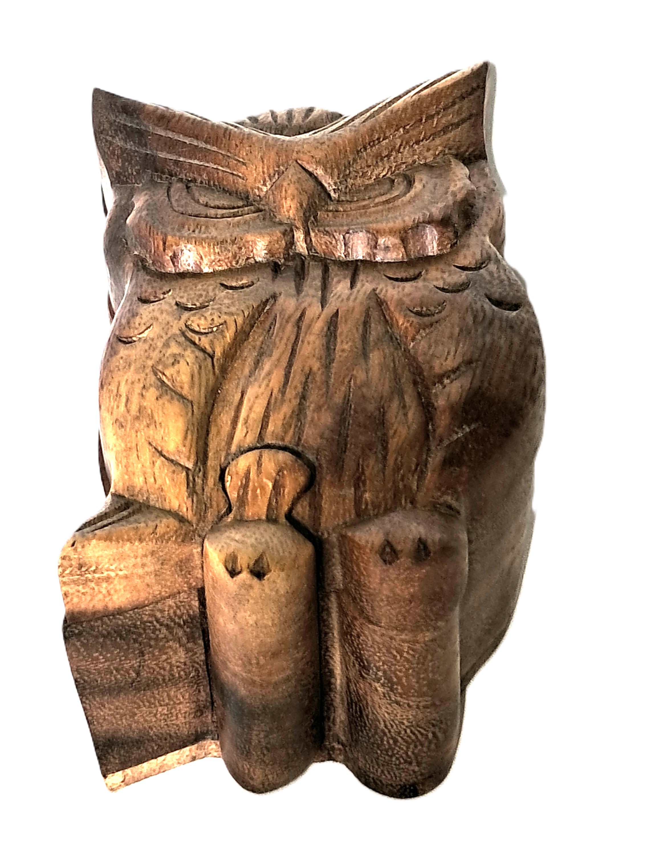 Owl puzzle jewelry box wood carving (bxOwlLkF)