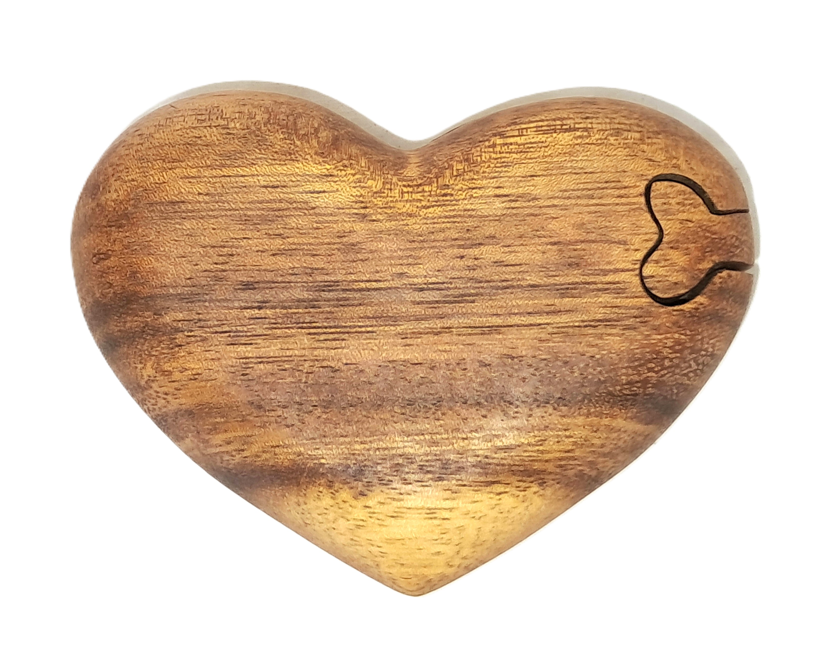 Heart puzzle jewelry box wood carving (bxHrt)