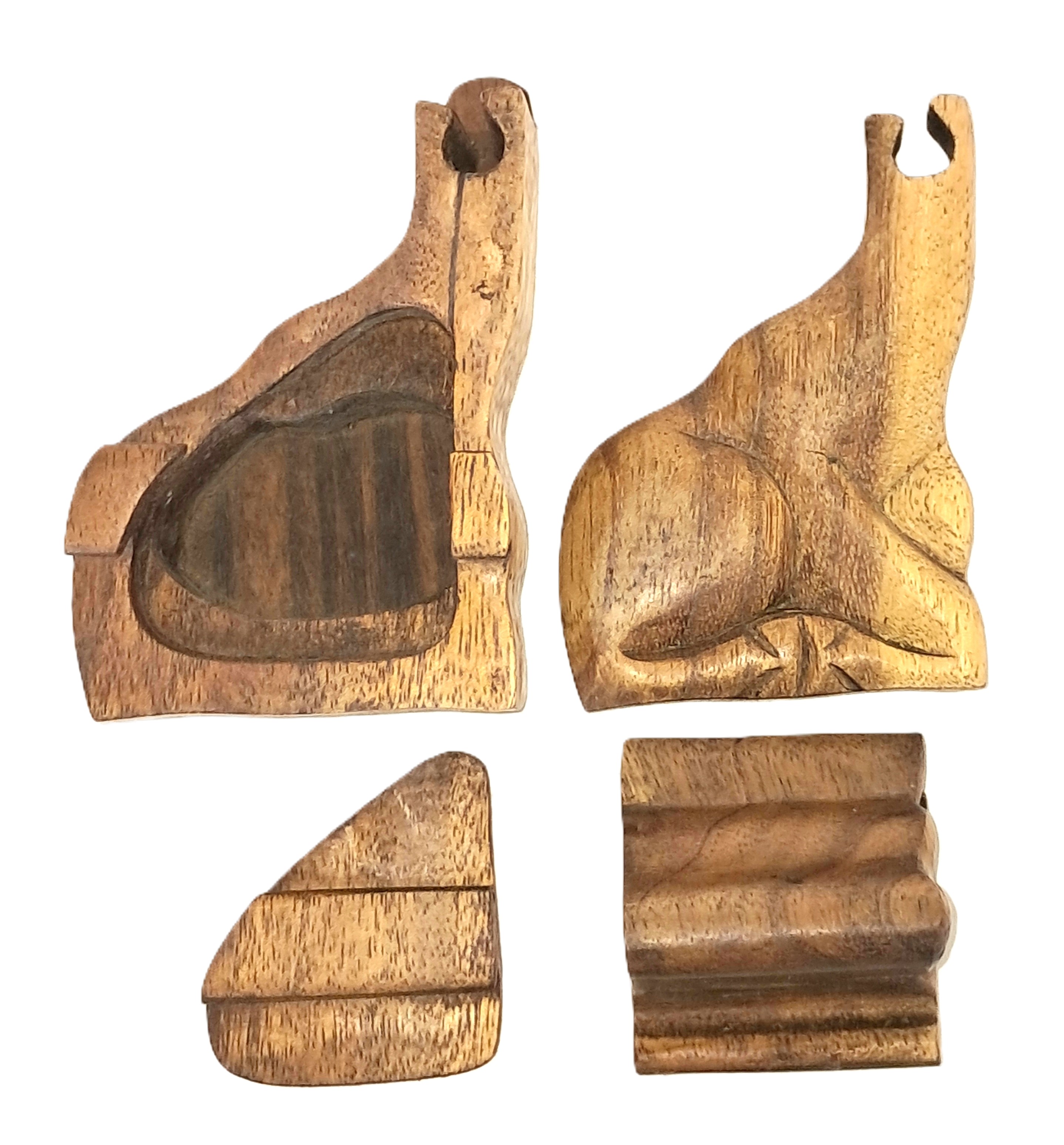Giraffe puzzle jewelry box wood carving (bxGrf)