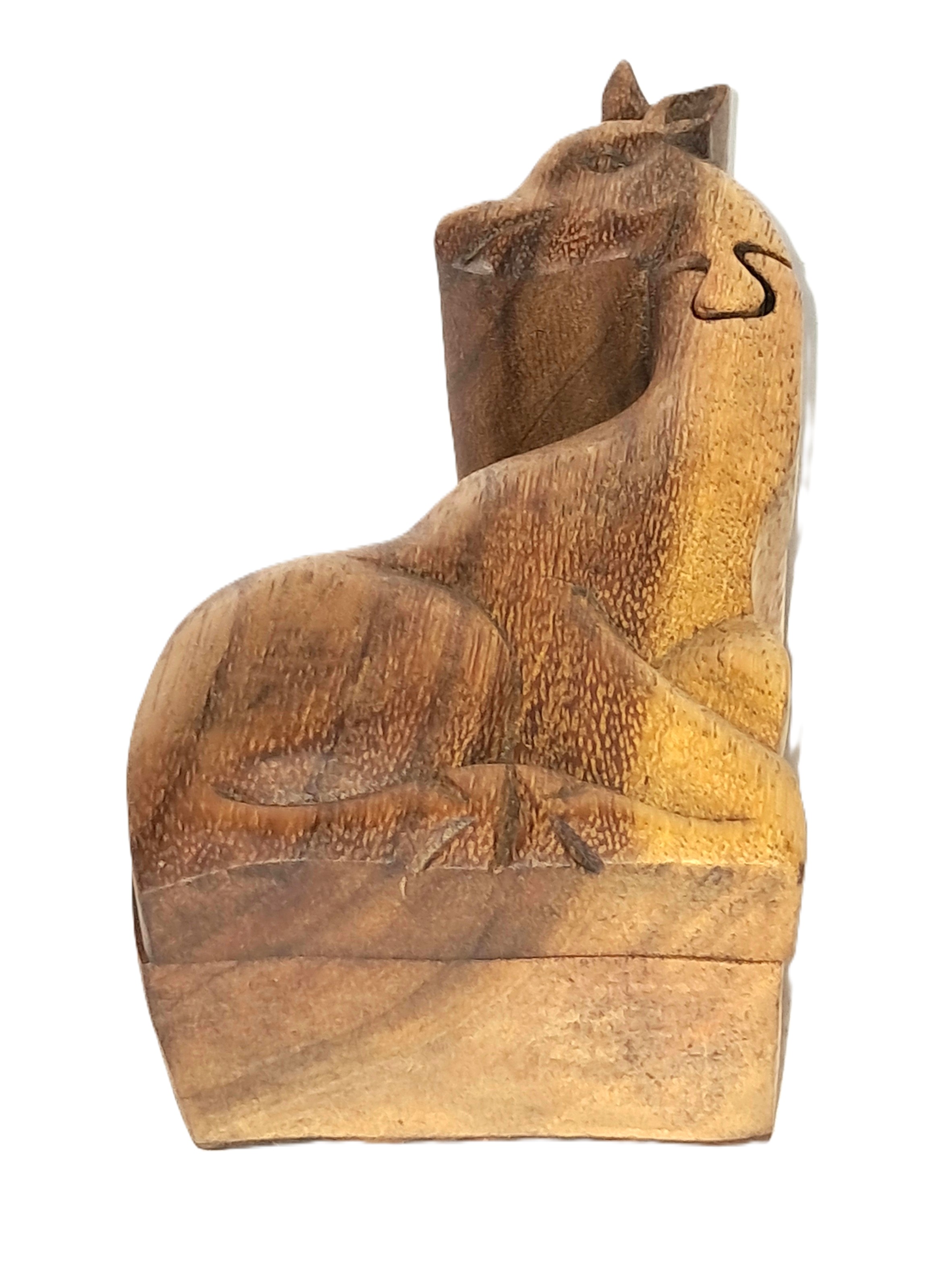 Giraffe puzzle jewelry box wood carving (bxGrf)