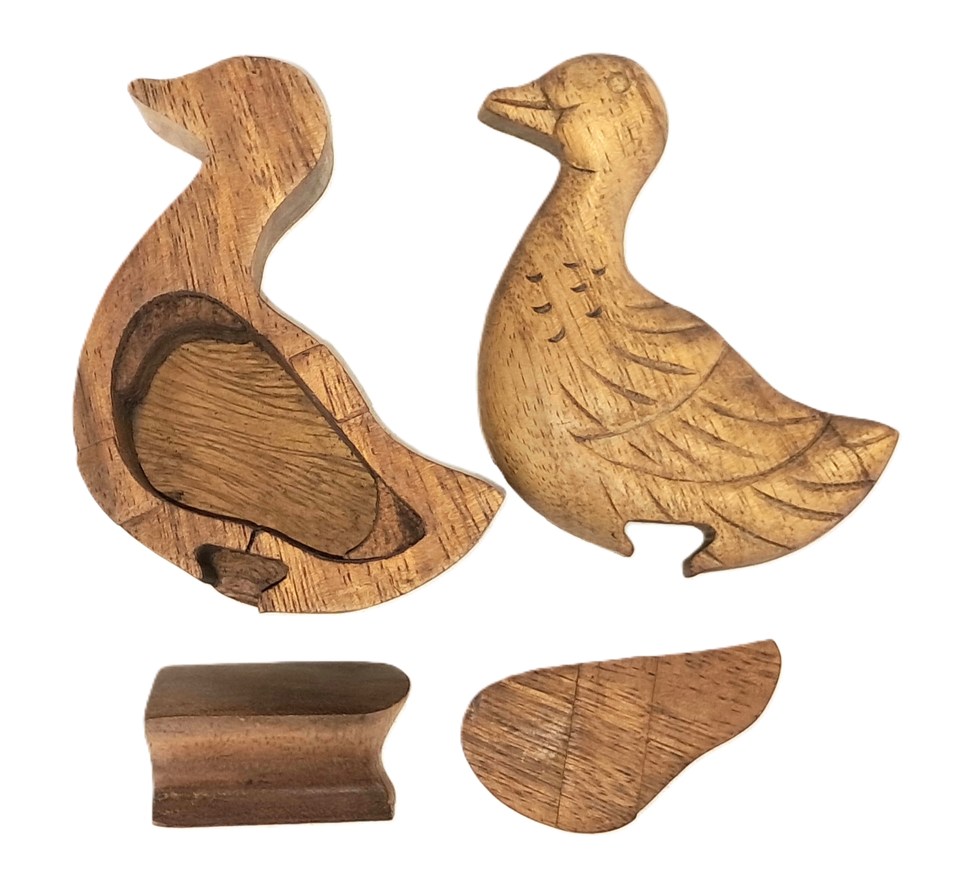 Duck puzzle jewelry box, wood carving